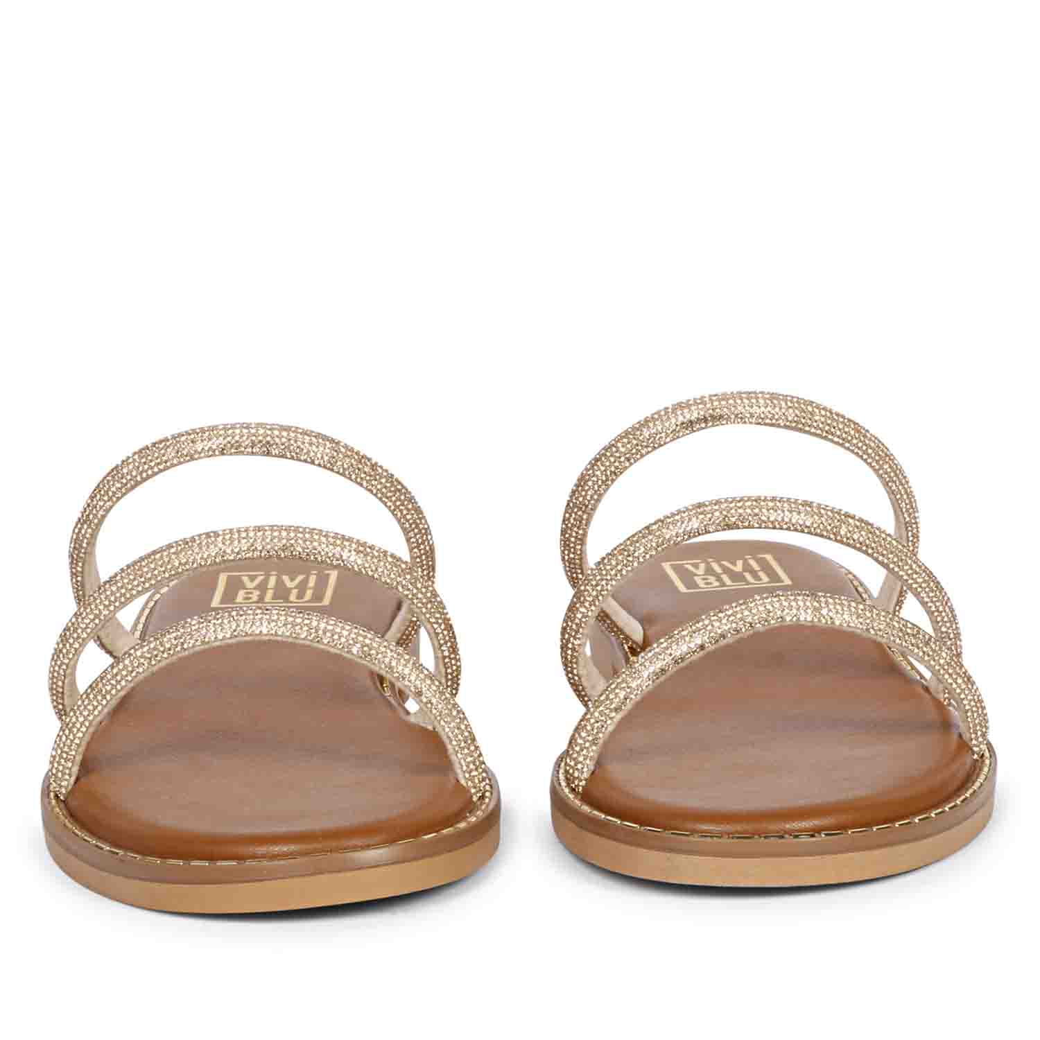 Cloe Crystal Cord Tan Flat Sandals - Image 4