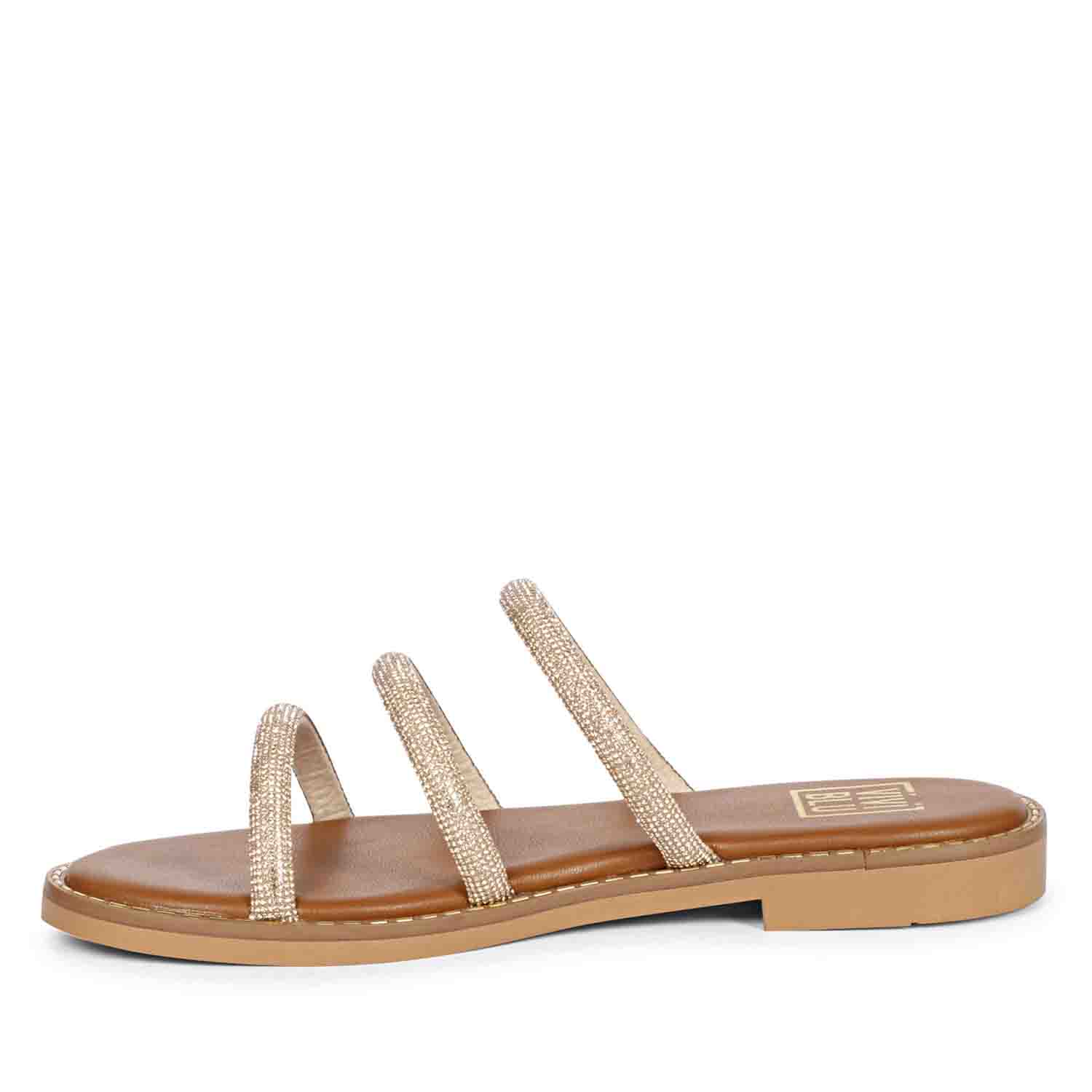 Cloe Crystal Cord Tan Flat Sandals - Image 5