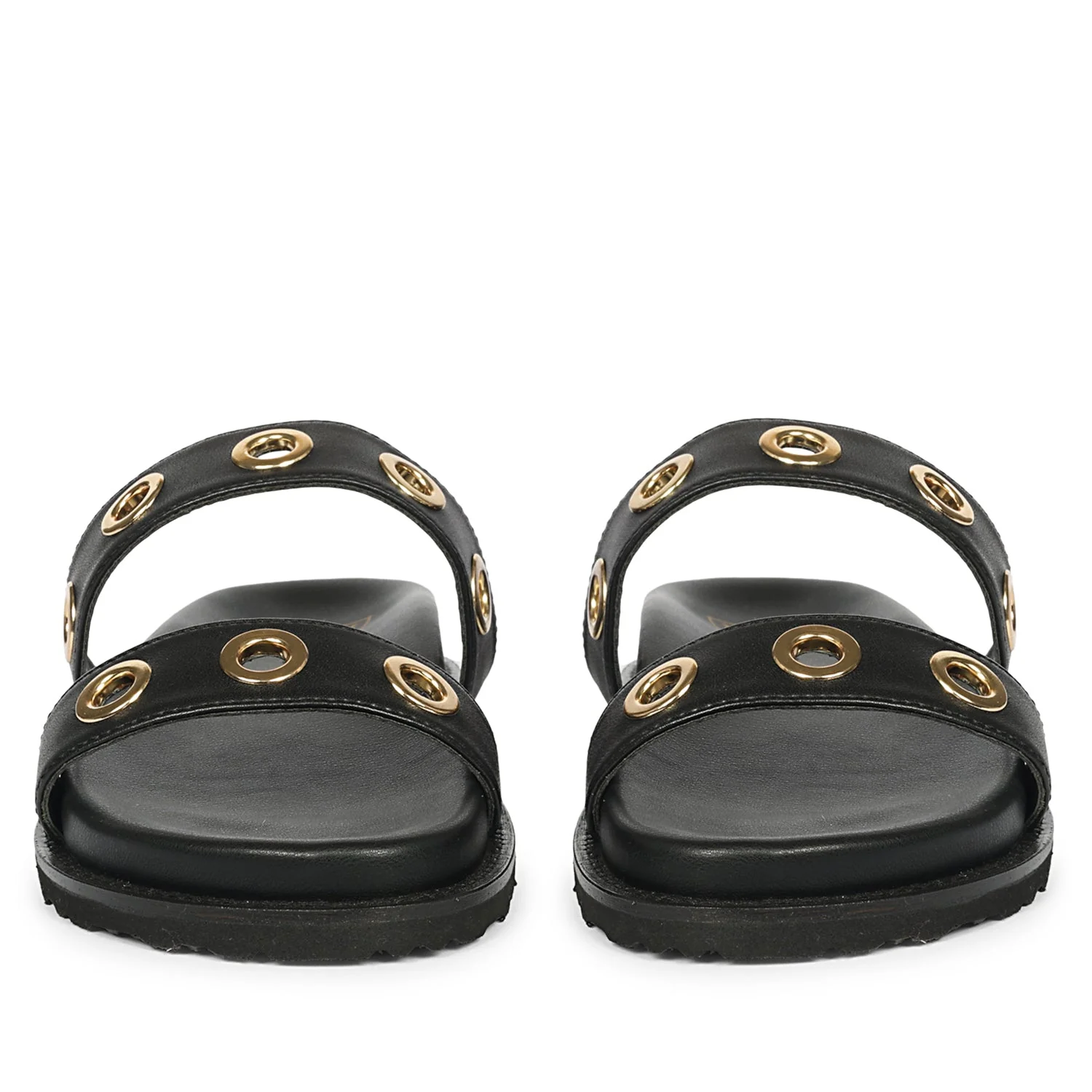 Davina Black Leather Footbed Sandals - Image 4