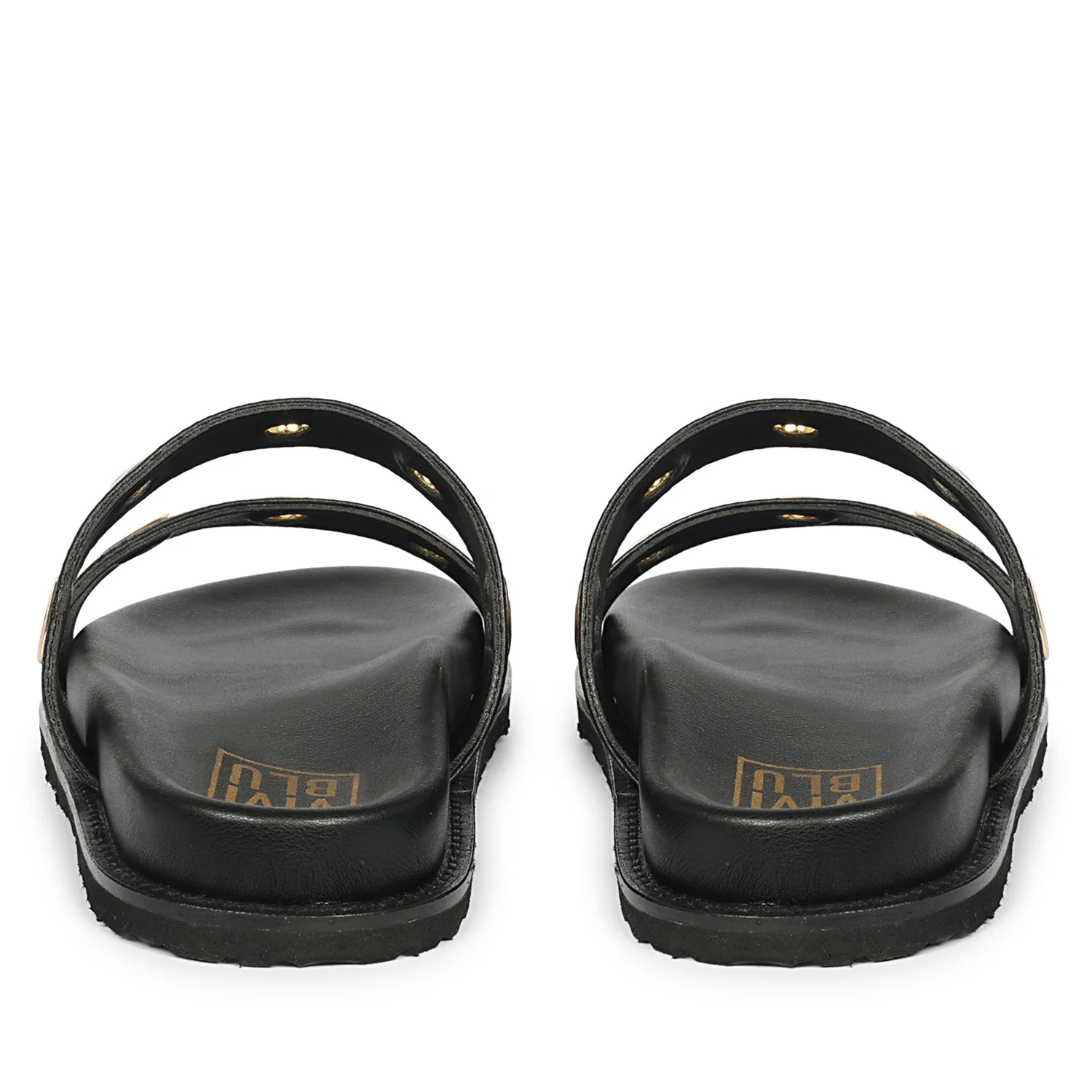 Davina Black Leather Footbed Sandals - Image 5
