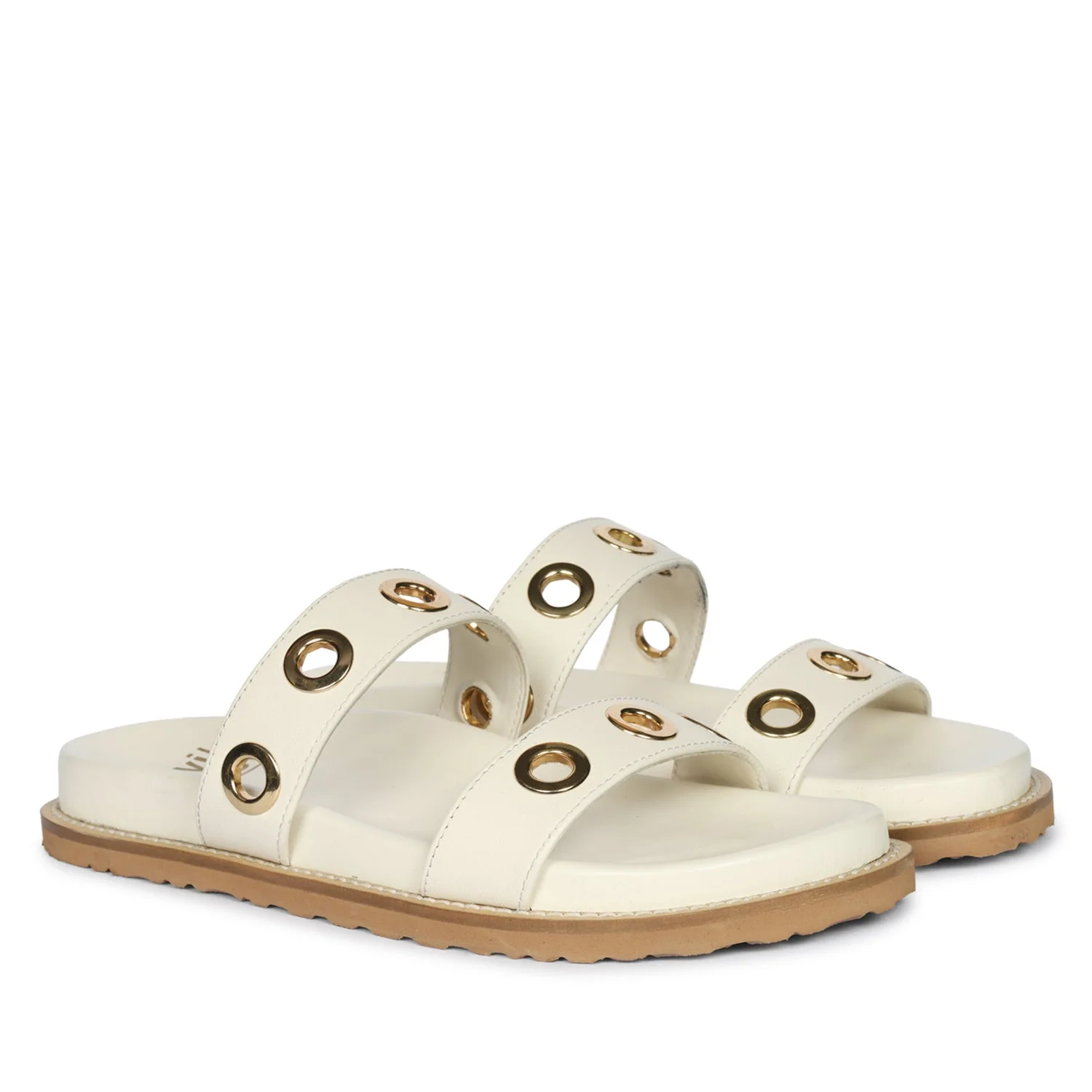 Davina Off White Leather Footbed Sandals - Image 2