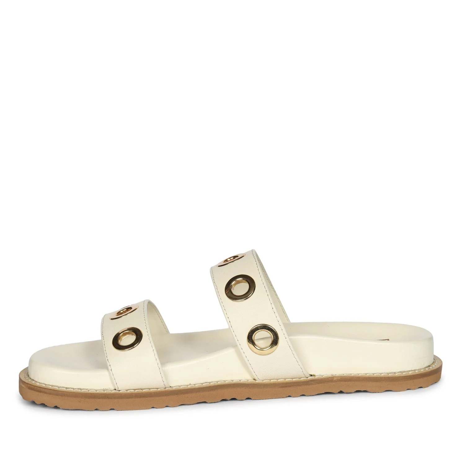 Davina Off White Leather Footbed Sandals - Image 3