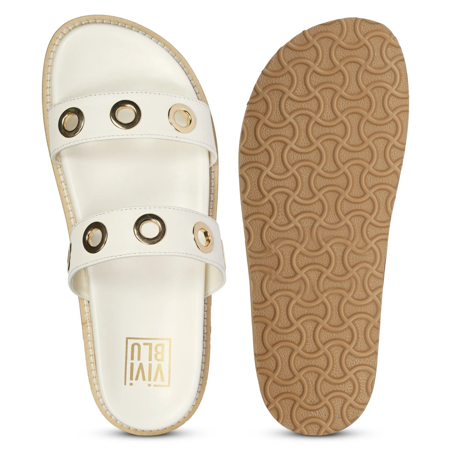 Davina Off White Leather Footbed Sandals - Image 6