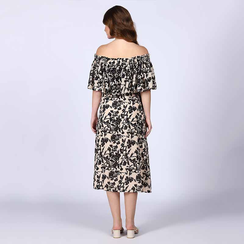 Saint Womens Black off- Shoulder Midi Dress - Image 5