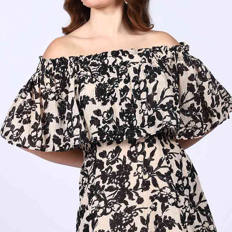 Saint Womens Black off- Shoulder Midi Dress - Image 6