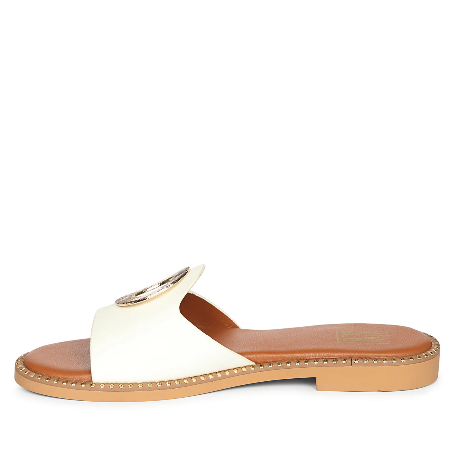 Freja White Leather Flat Sandals - Image 3