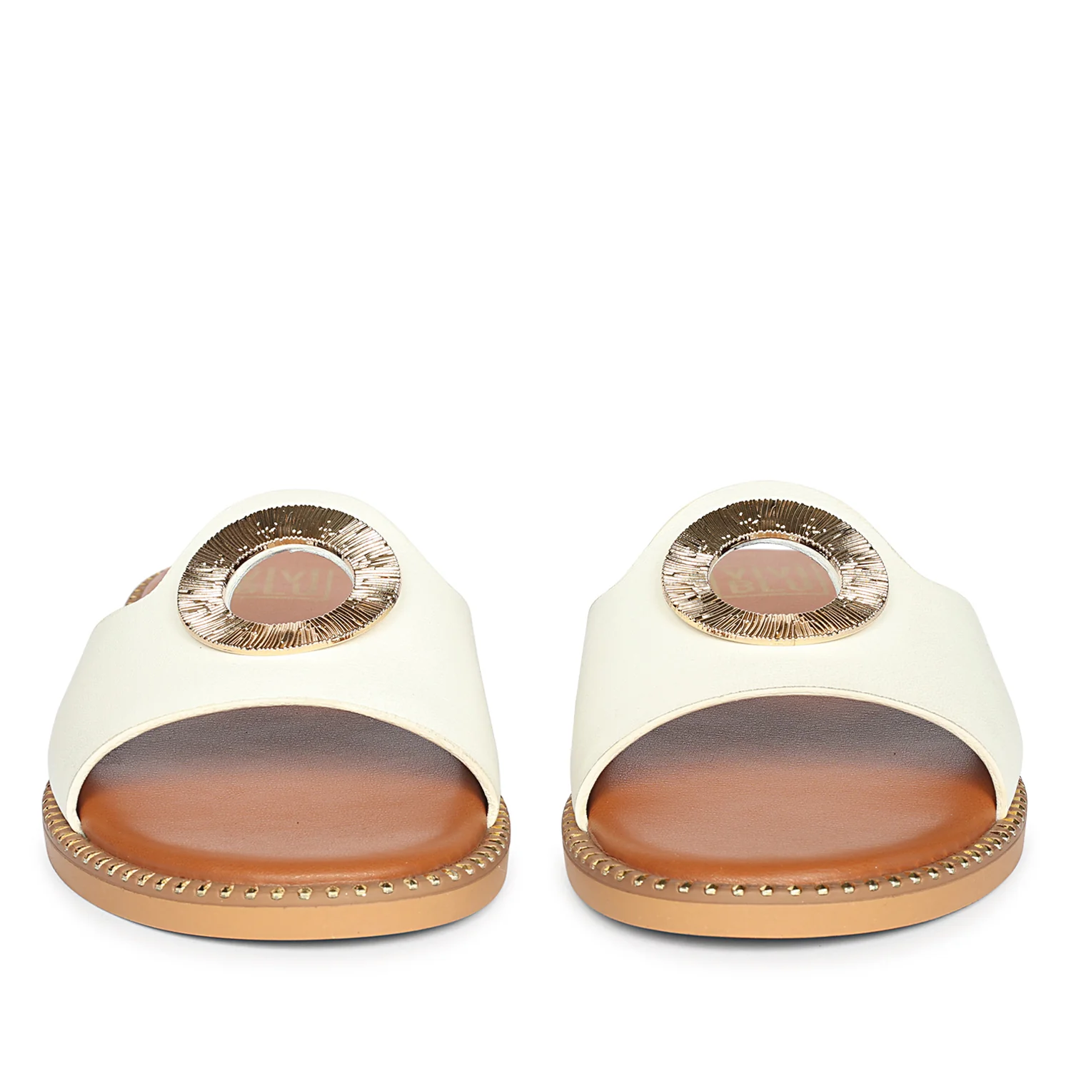 Freja White Leather Flat Sandals - Image 4