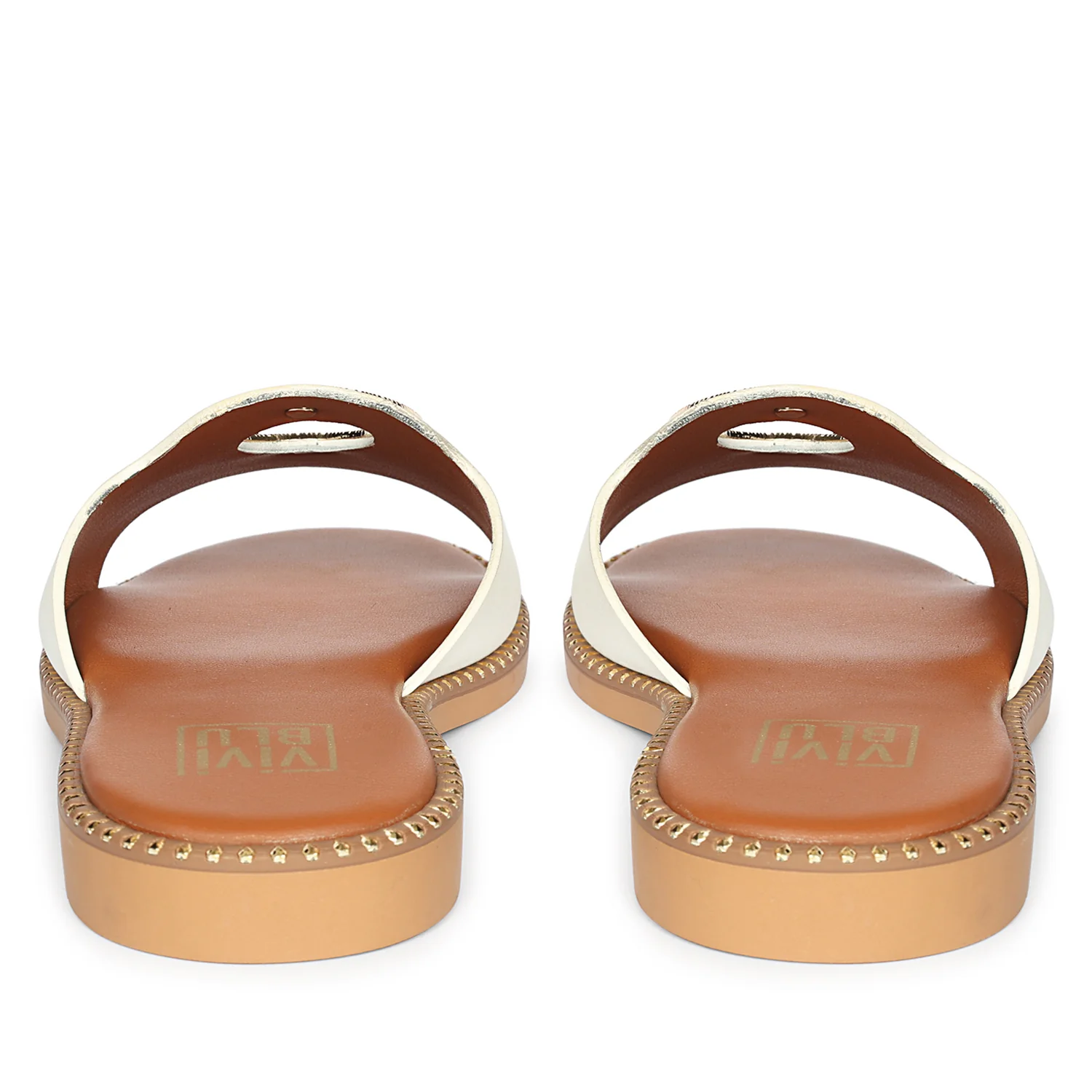 Freja White Leather Flat Sandals - Image 5