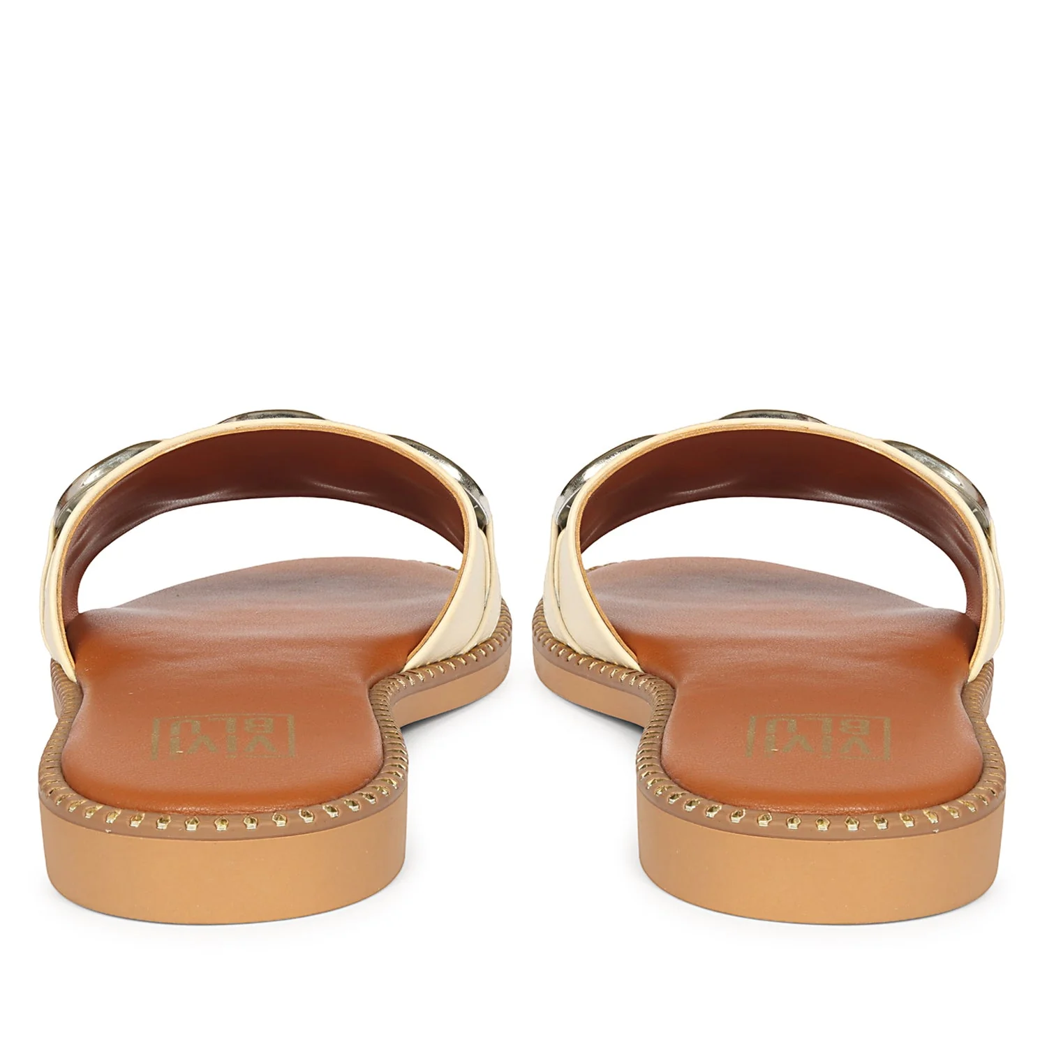 Eileen Off White Leather Flat Sandals - Image 5