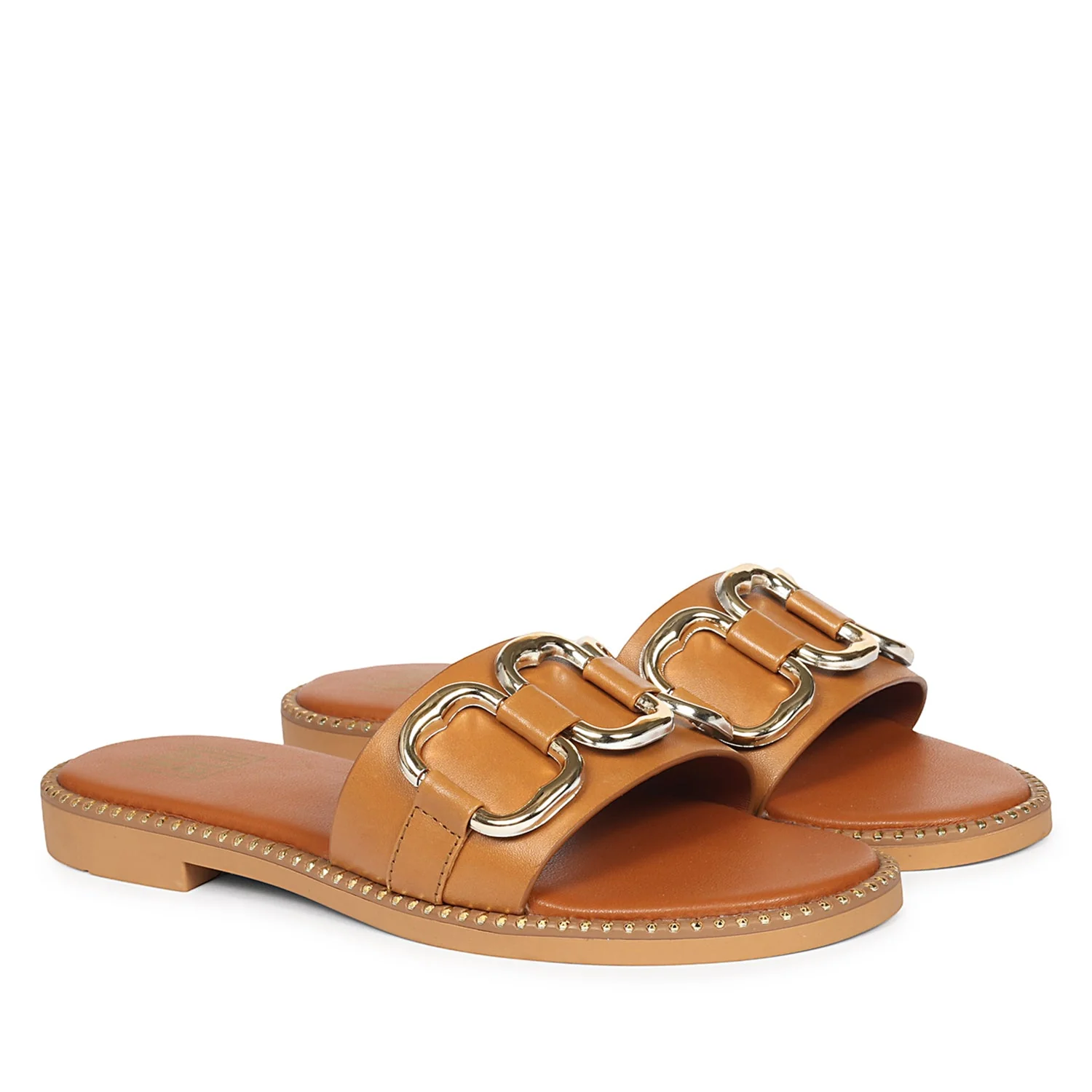 Eileen Tan Leather Flat Sandals - Image 2