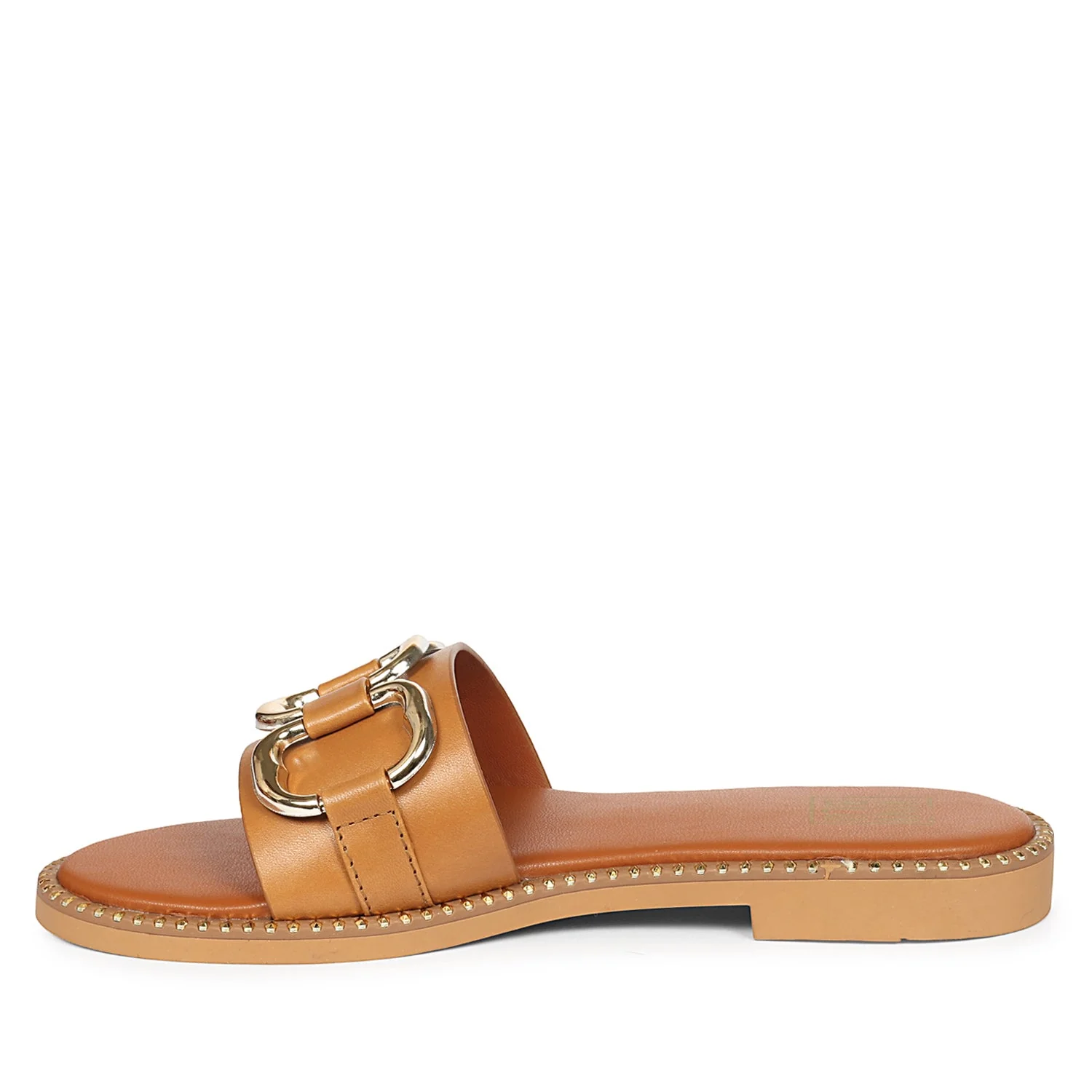 Eileen Tan Leather Flat Sandals - Image 3