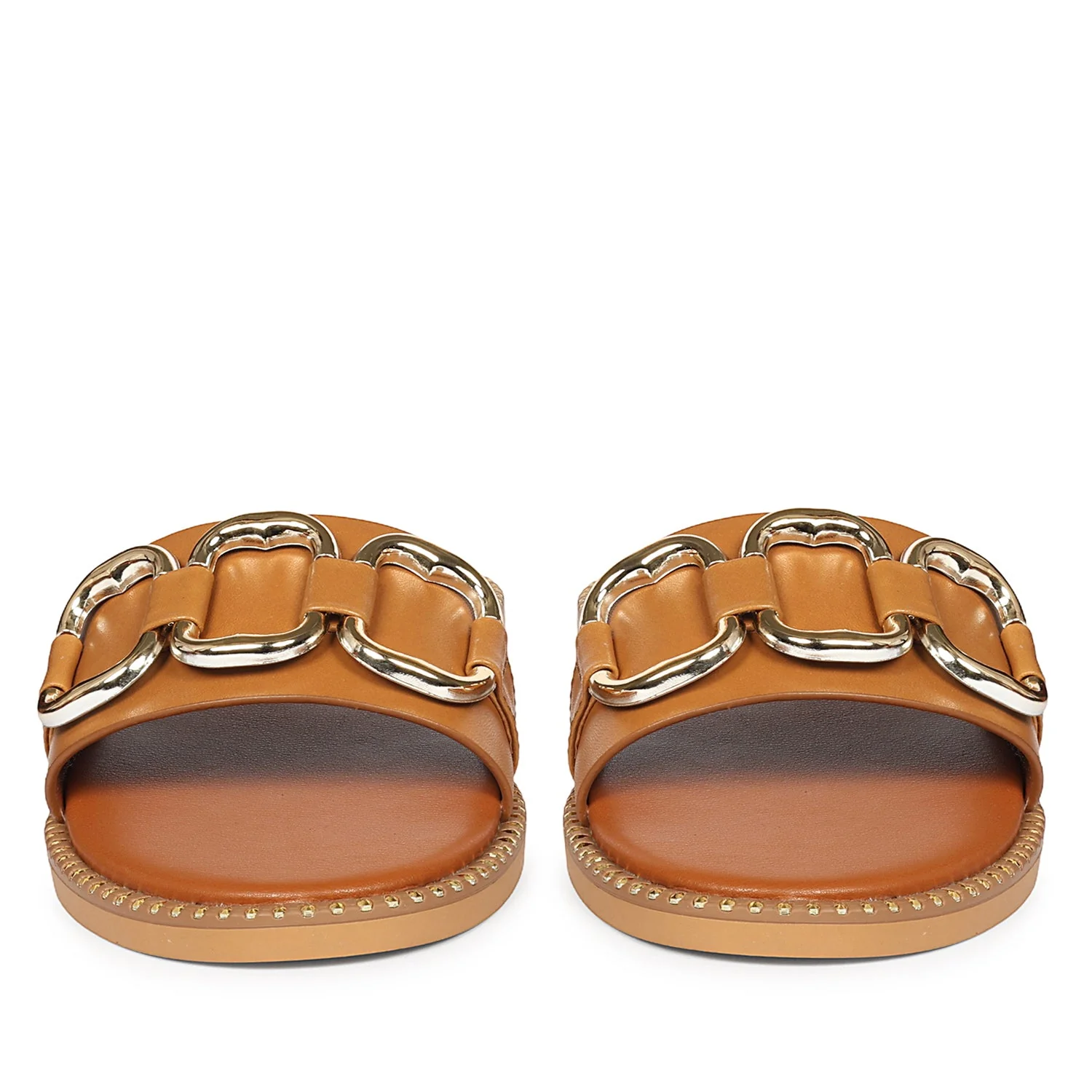 Eileen Tan Leather Flat Sandals - Image 4