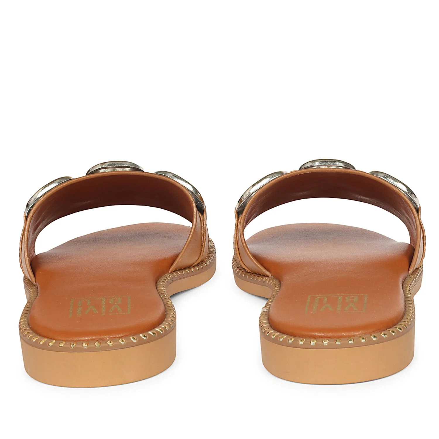 Eileen Tan Leather Flat Sandals - Image 5