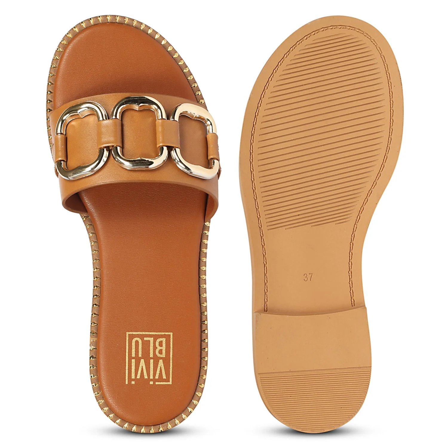 Eileen Tan Leather Flat Sandals - Image 6