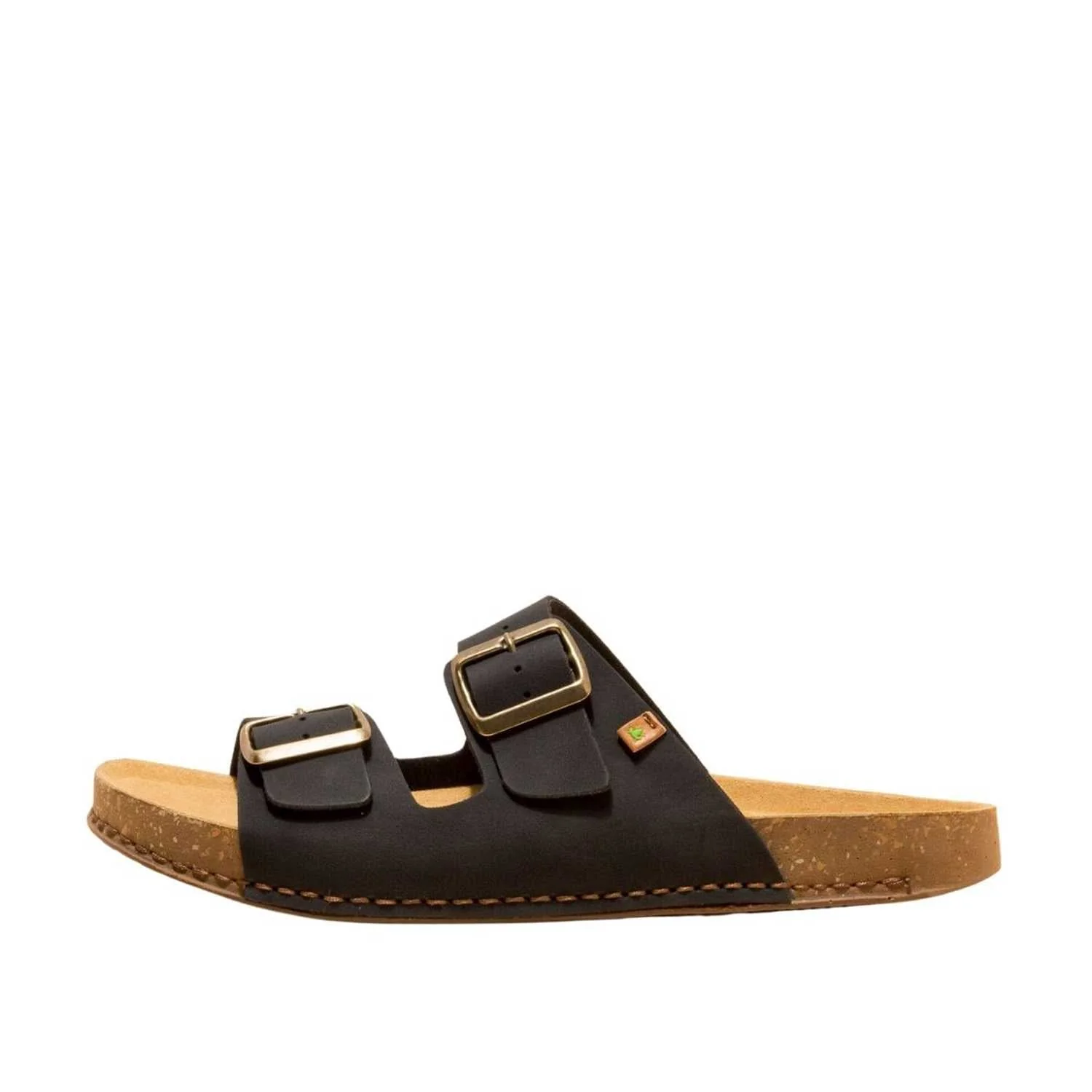 El Naturalista Black Embellished Leather Block Sandals with Buckle - Image 5