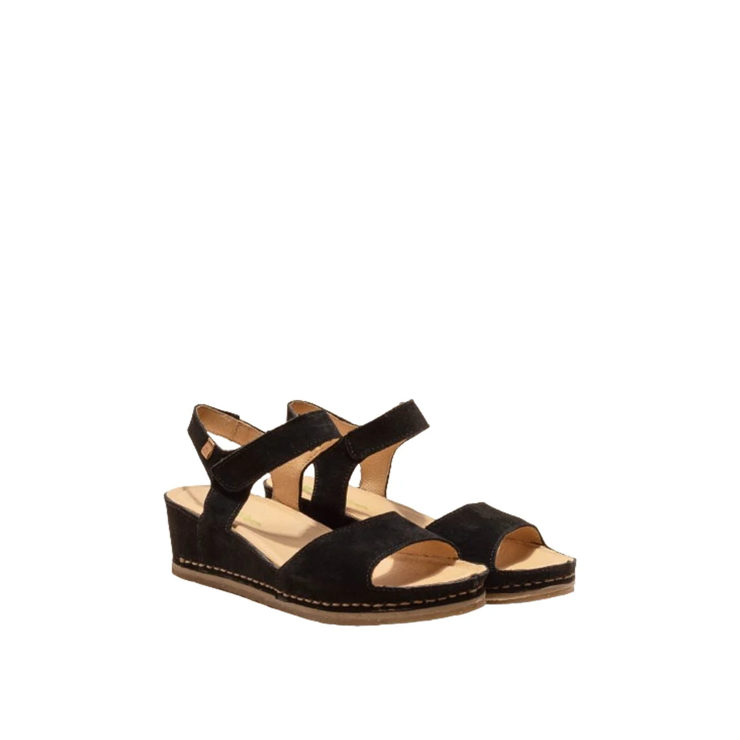 El Naturalista Black Embellished Leather Block Sandals with Buckle - Image 2