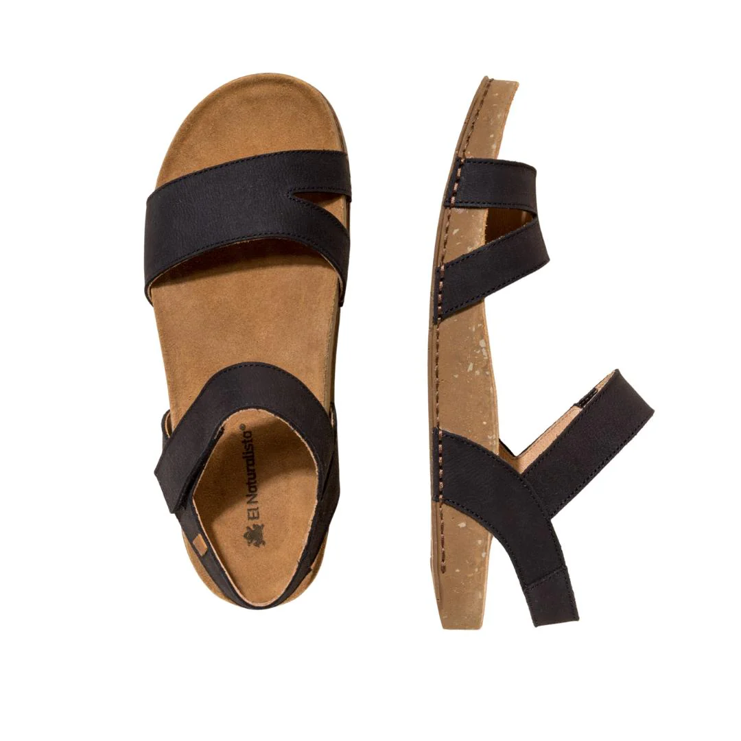 El Naturalista Black Embellished Leather Block Sandals with Buckle - Image 3