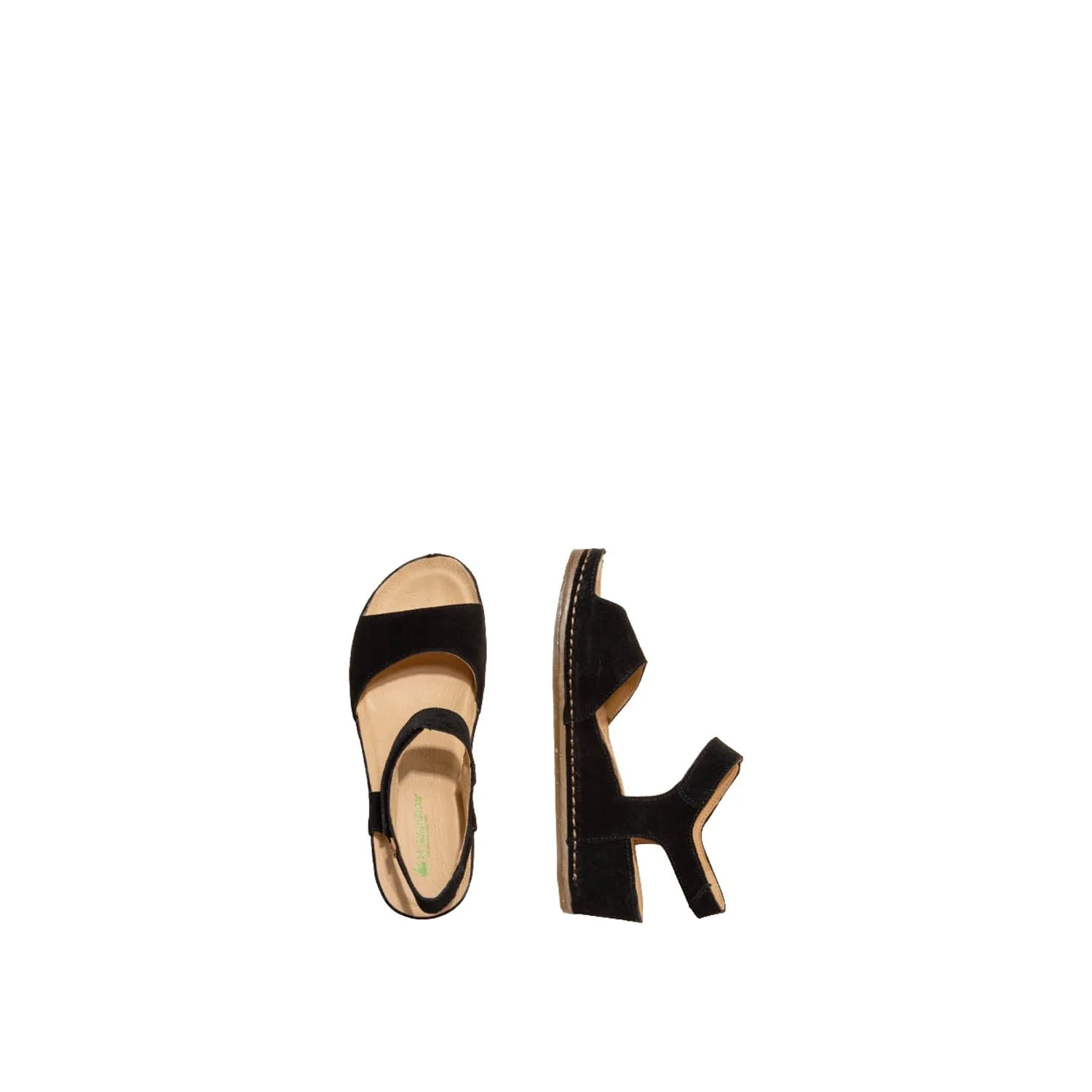 El Naturalista Black Embellished Leather Block Sandals with Buckle - Image 3