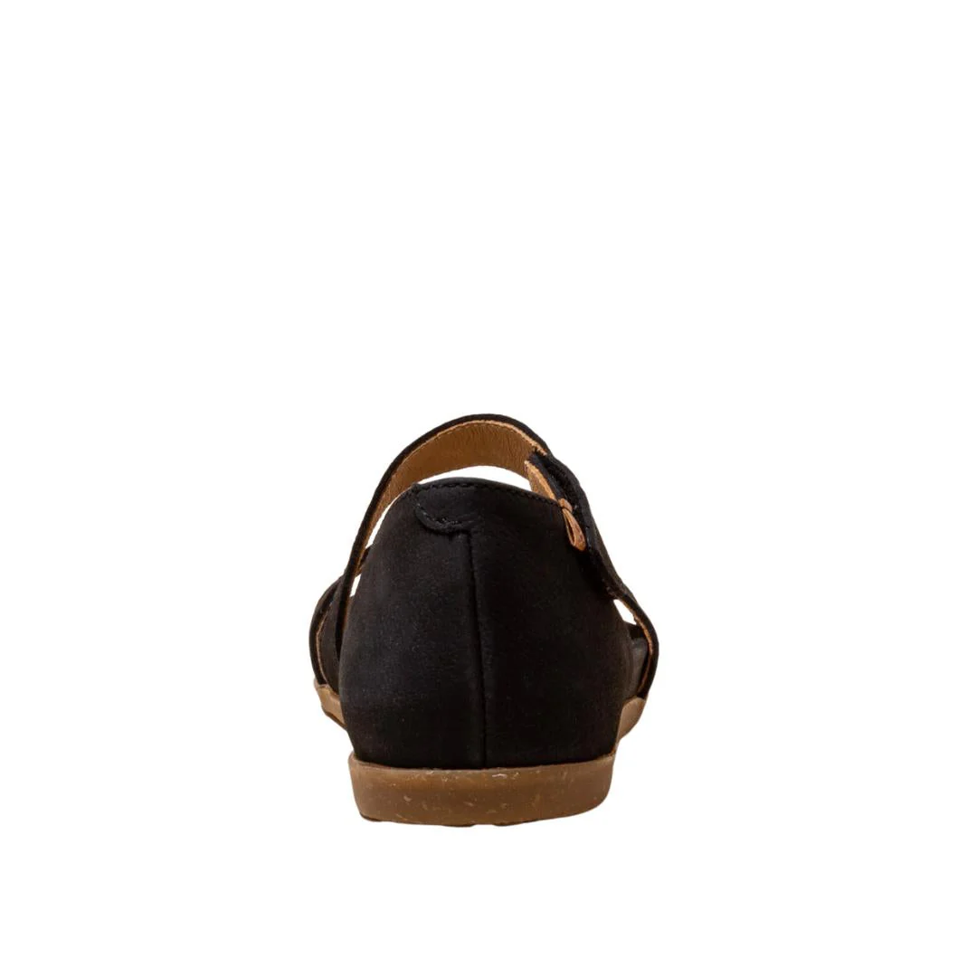 El Naturalista Black Embellished Leather Block Sandals with Buckle - Image 5