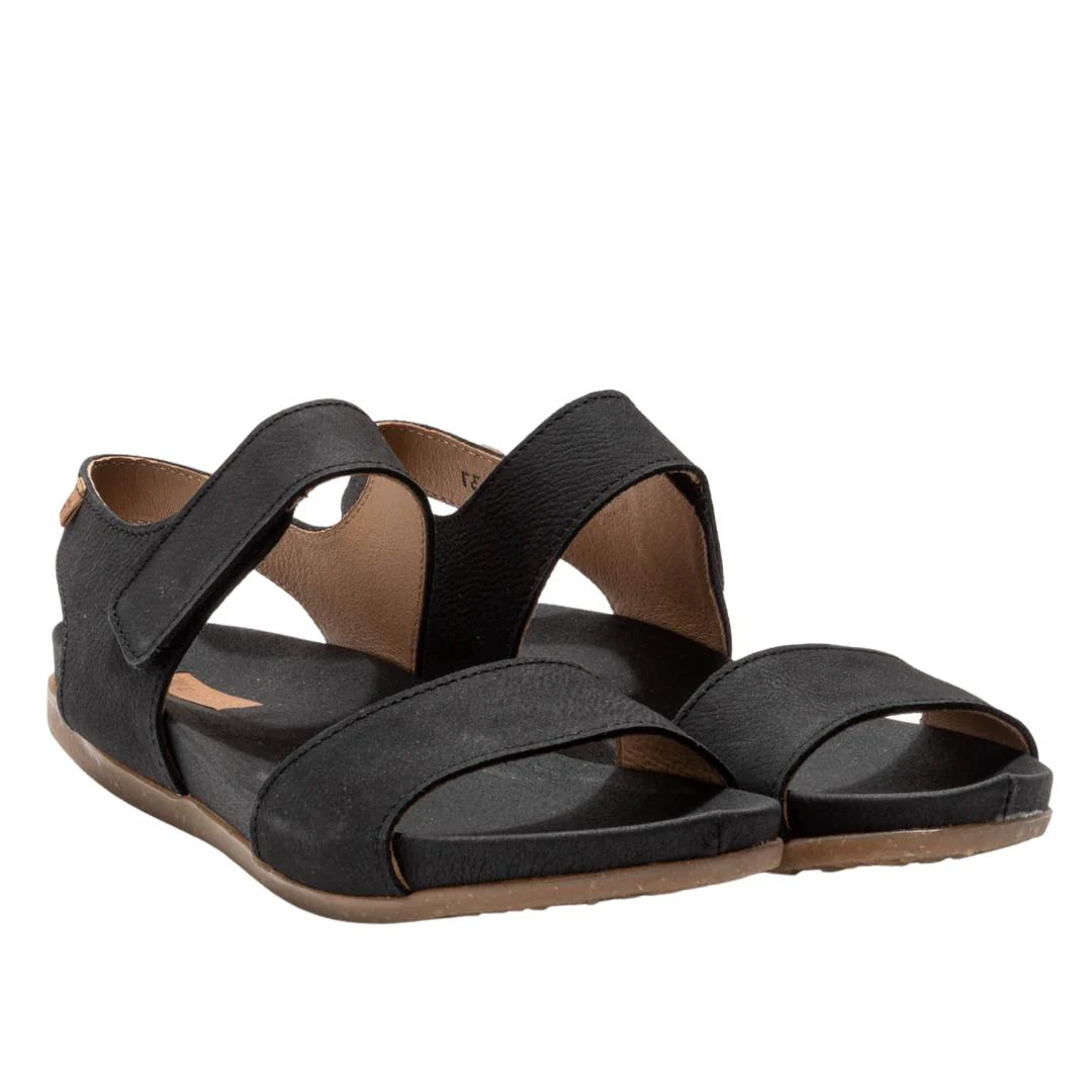 El Naturalista Black Embellished Leather Block Sandals with Buckle - Image 2