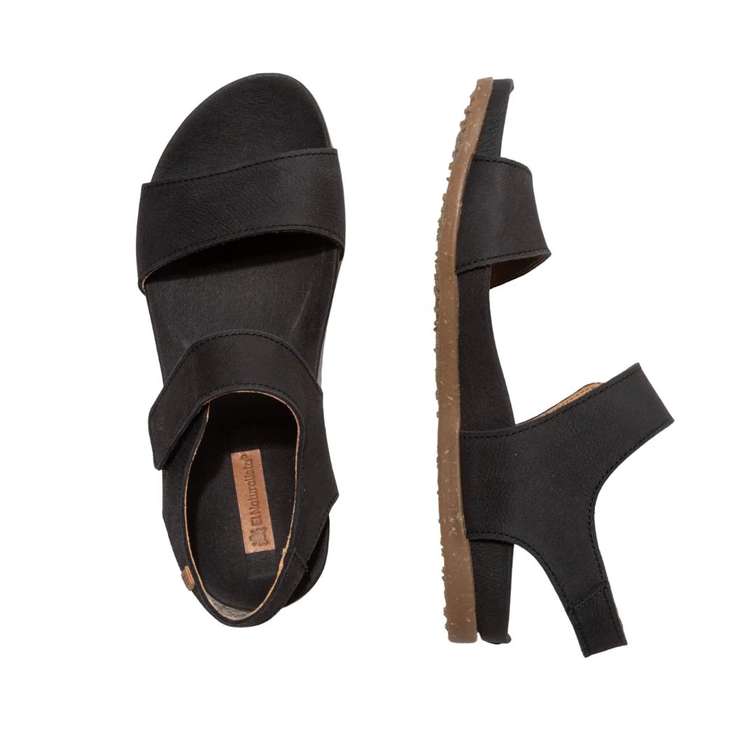 El Naturalista Black Embellished Leather Block Sandals with Buckle - Image 3