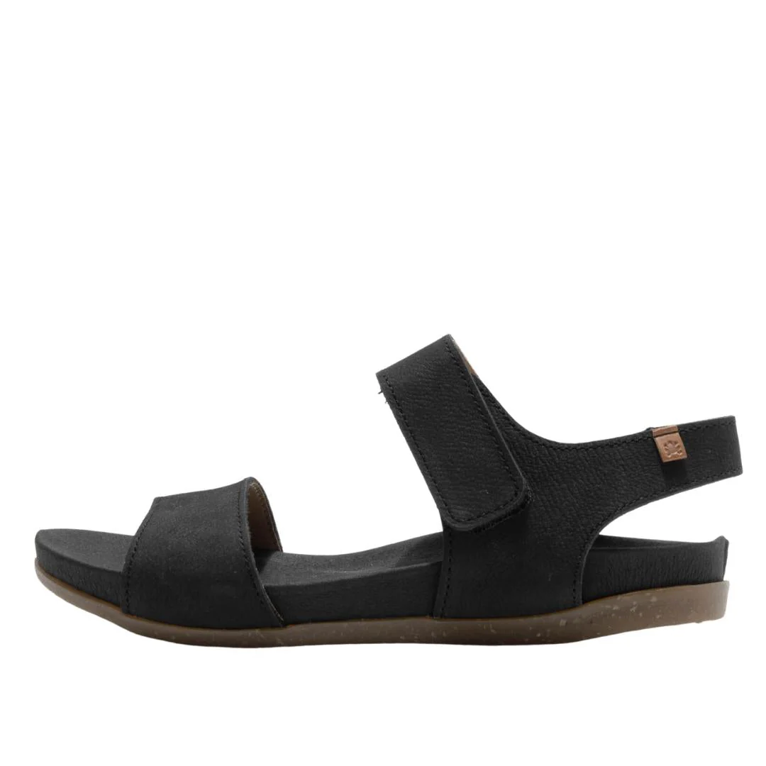 El Naturalista Black Embellished Leather Block Sandals with Buckle - Image 4