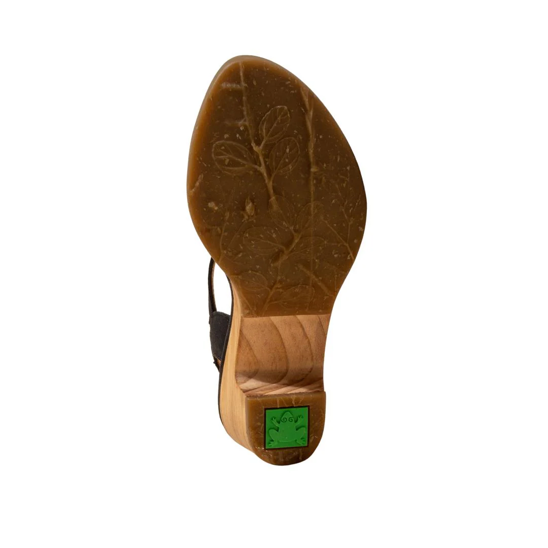 El Naturalista Black Embellished Leather Block Sandals with Buckle - Image 6