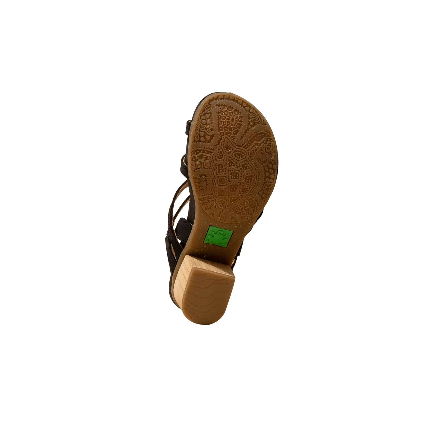 El Naturalista Black Embellished Leather Block Sandals with Buckle - Image 6