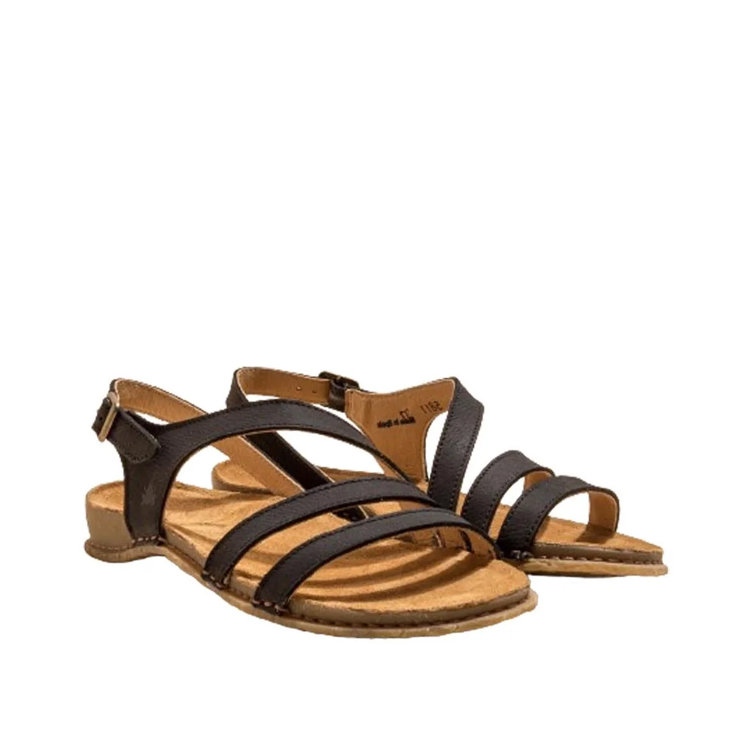 El Naturalista Black Embellished Leather Block Sandals with Buckle - Image 2