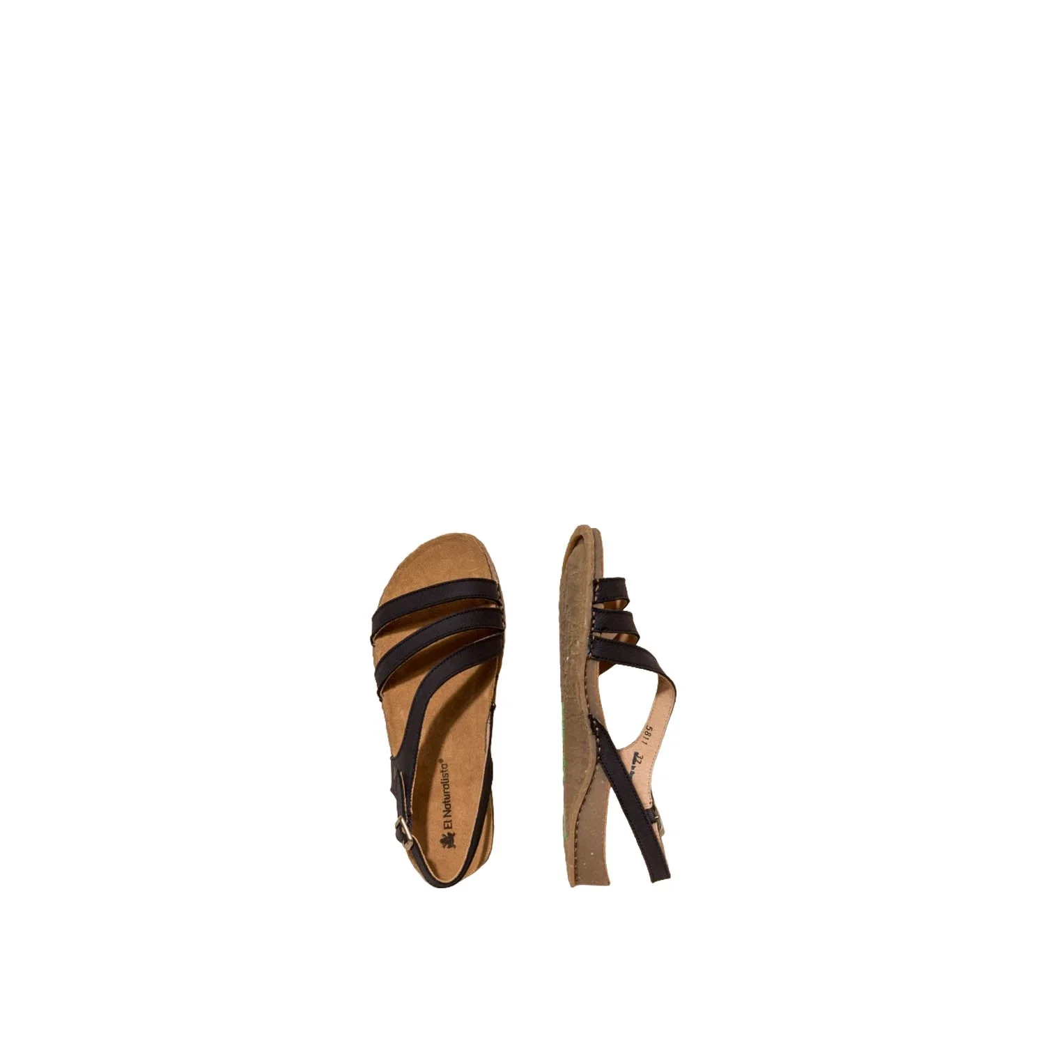El Naturalista Black Embellished Leather Block Sandals with Buckle - Image 4