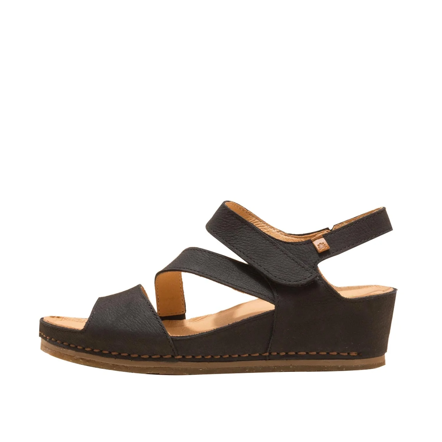 El Naturalista Black Embellished Leather Block Sandals with Buckle - Image 4