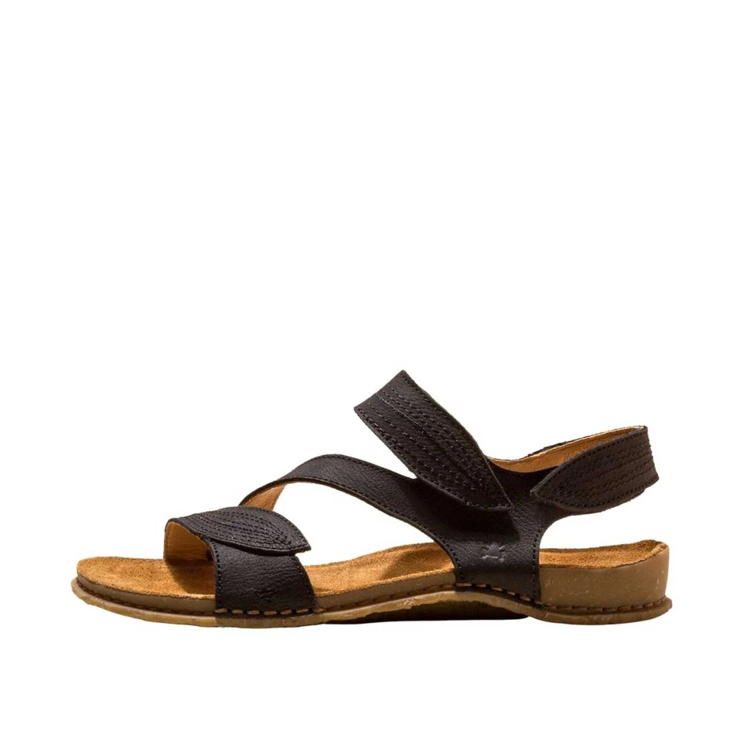 El Naturalista Black Embellished Leather Block Sandals with Buckle - Image 4