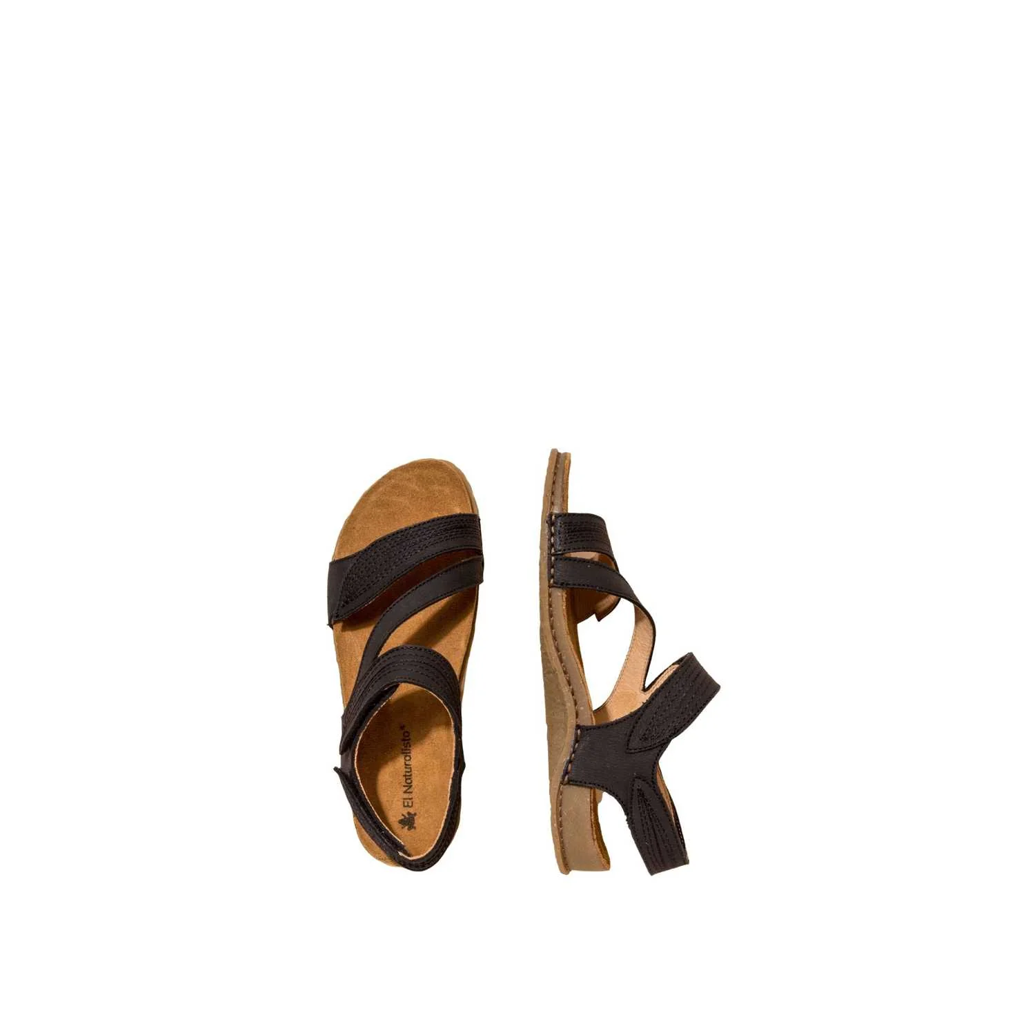 El Naturalista Black Embellished Leather Block Sandals with Buckle - Image 5