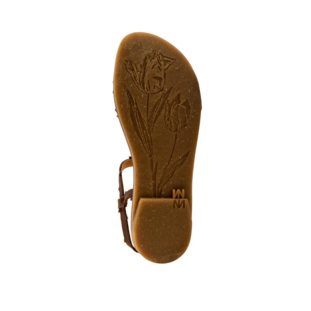El Naturalista Brown Embellished Leather Block Sandals with Buckle - Image 6