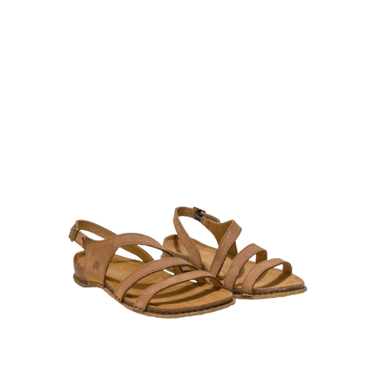 El Naturalista Honey Embellished Leather Block Sandals with Buckle - Image 2
