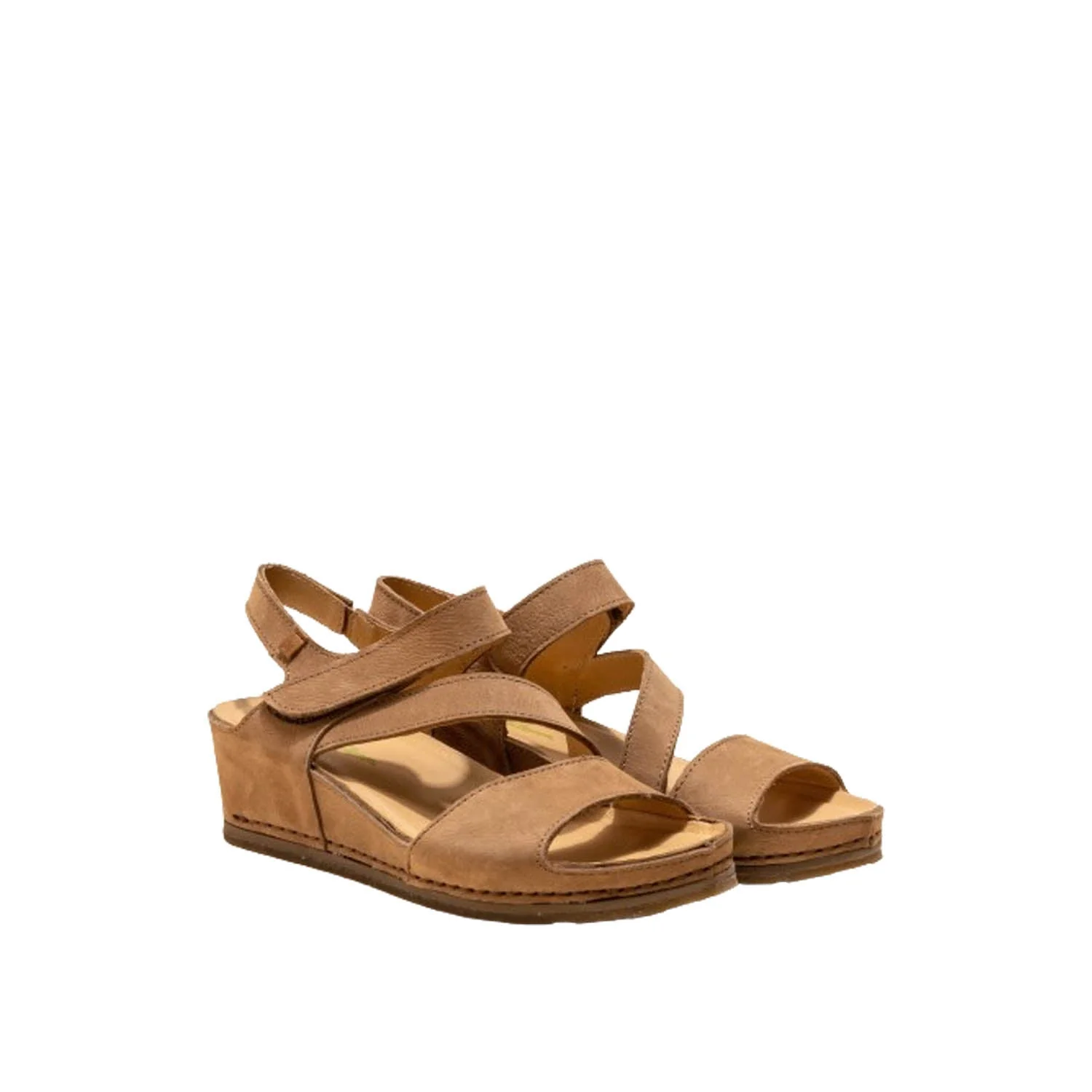 El Naturalista Honey Embellished Leather Block Sandals with Buckle - Image 2