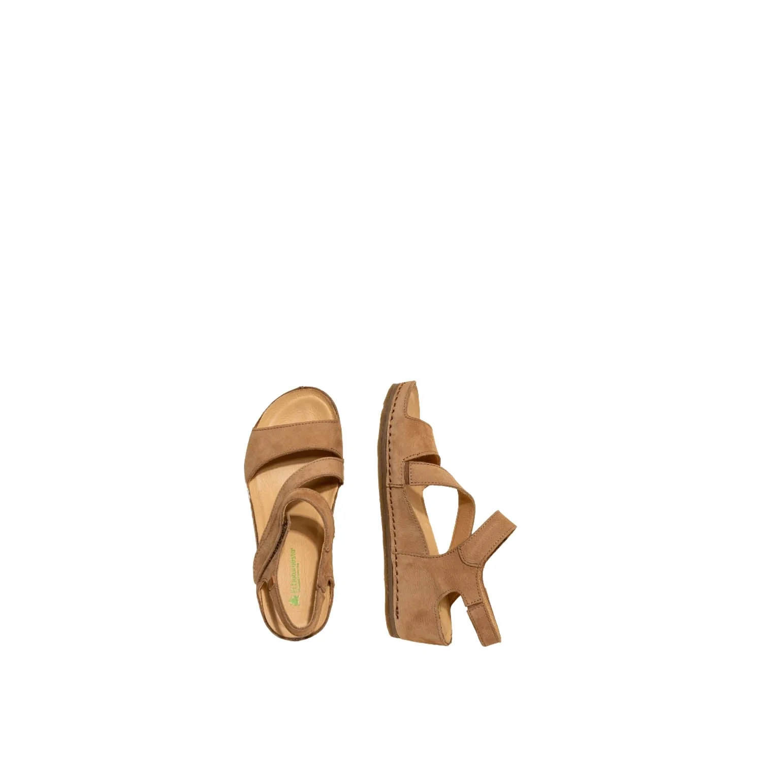 El Naturalista Honey Embellished Leather Block Sandals with Buckle - Image 3