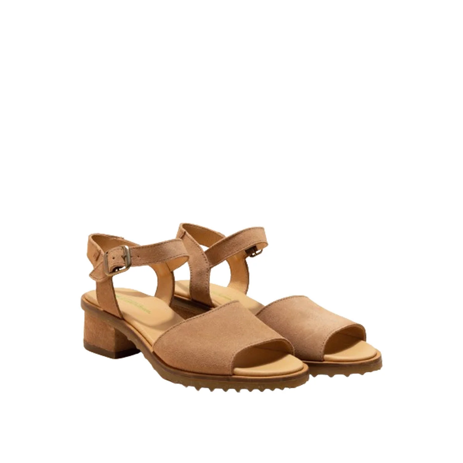 El Naturalista Honey Embellished Leather Block Sandals with Buckle - Image 2