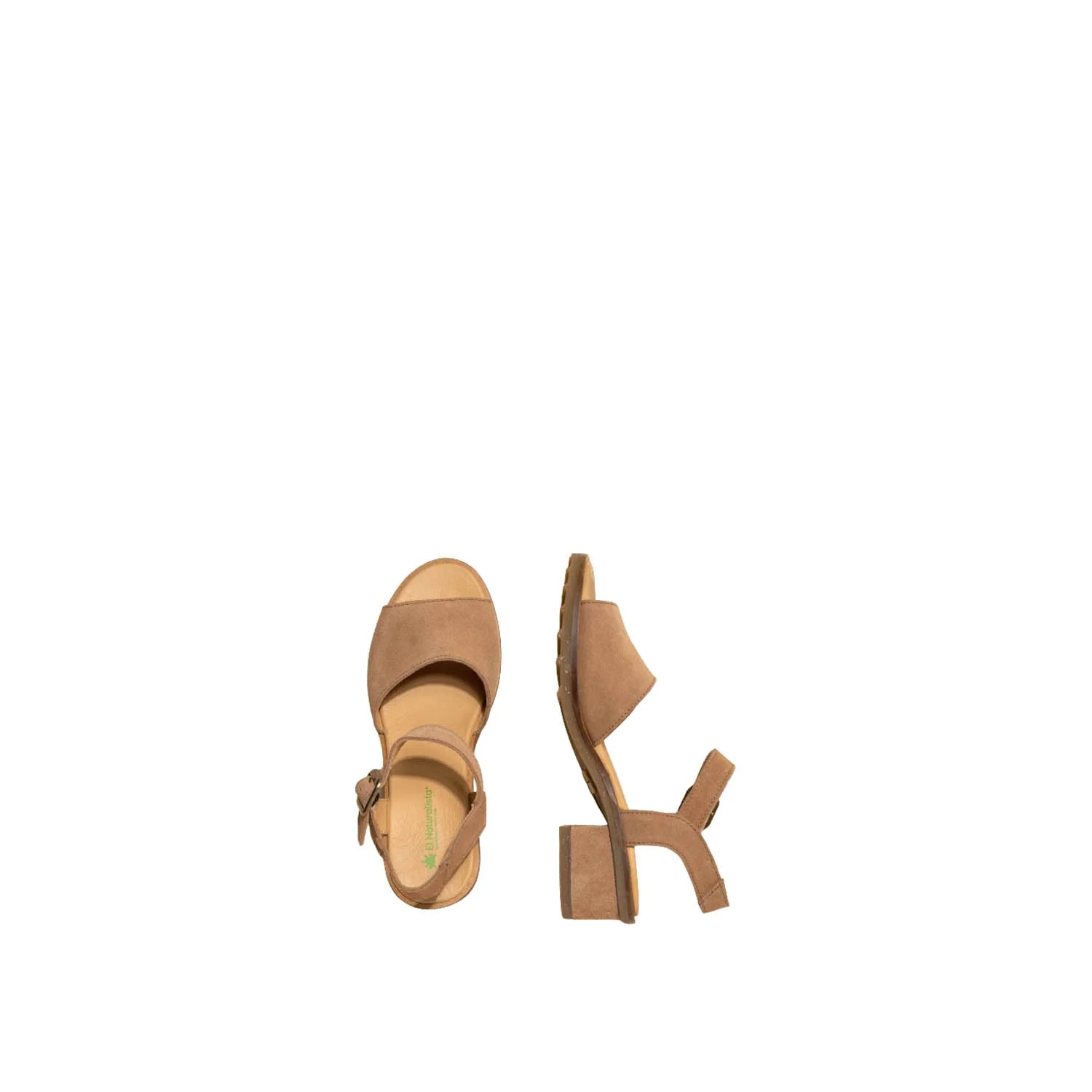 El Naturalista Honey Embellished Leather Block Sandals with Buckle - Image 5