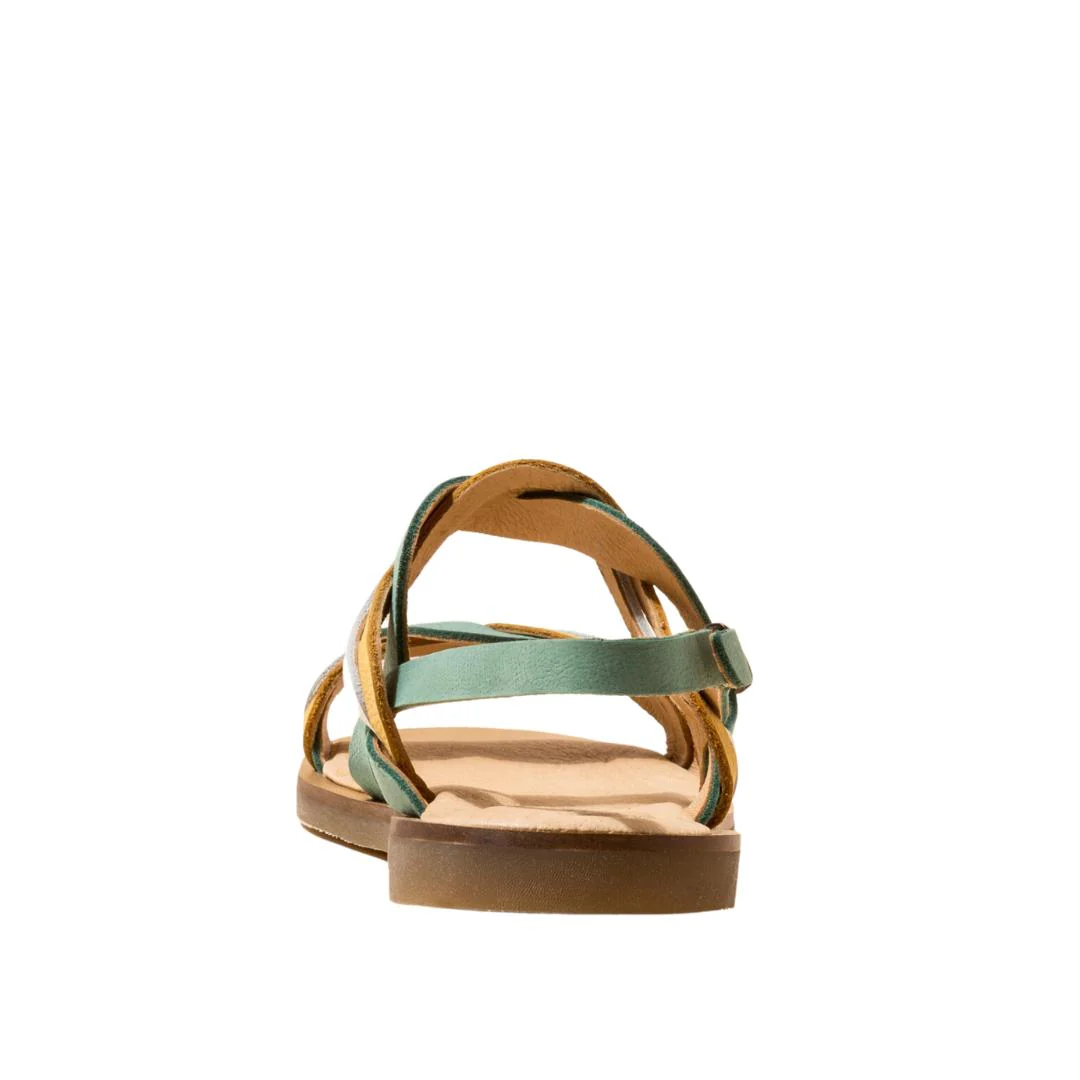 El Naturalista Mint Mixed Embellished Leather Block Sandals with Buckle - Image 5