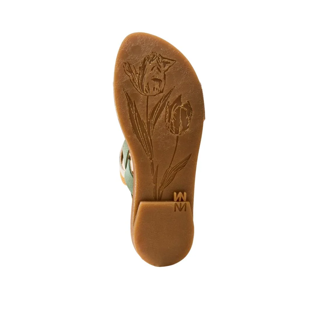 El Naturalista Mint Mixed Embellished Leather Block Sandals with Buckle - Image 6
