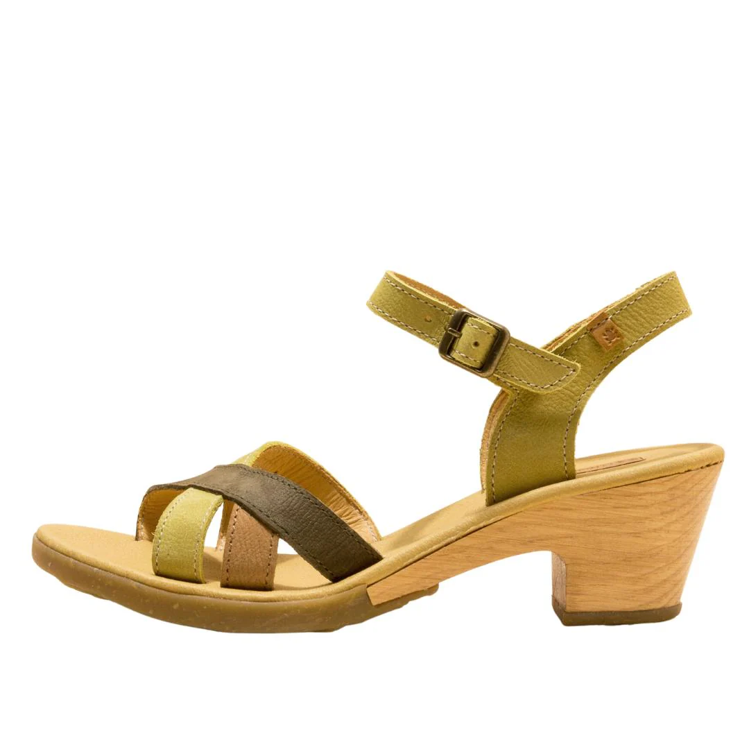 El Naturalista Multi Herbal Embellished Leather Block Sandals with Buckle - Image 4