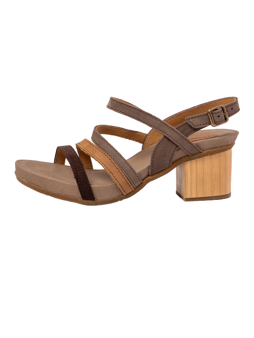 El Naturalista Multi Plume Embellished Leather Block Sandals with Buckle - Image 4