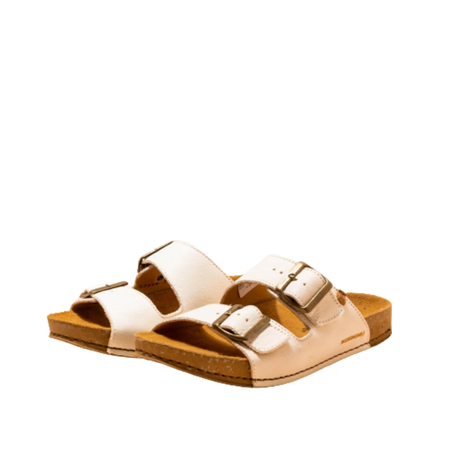 El Naturalista White Embellished Leather Block Sandals with Buckle - Image 4