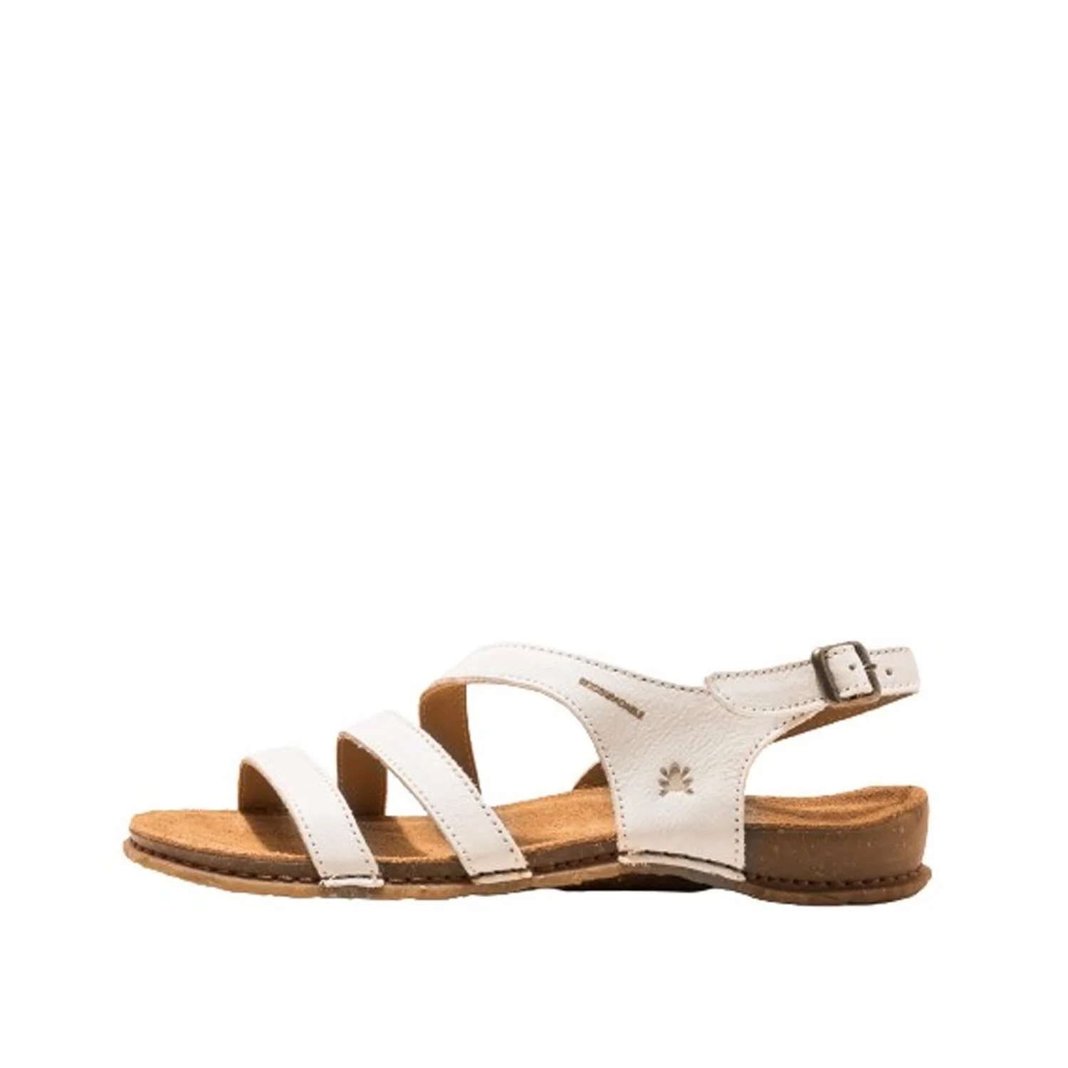El Naturalista White Embellished Leather Block Sandals with Buckle - Image 4