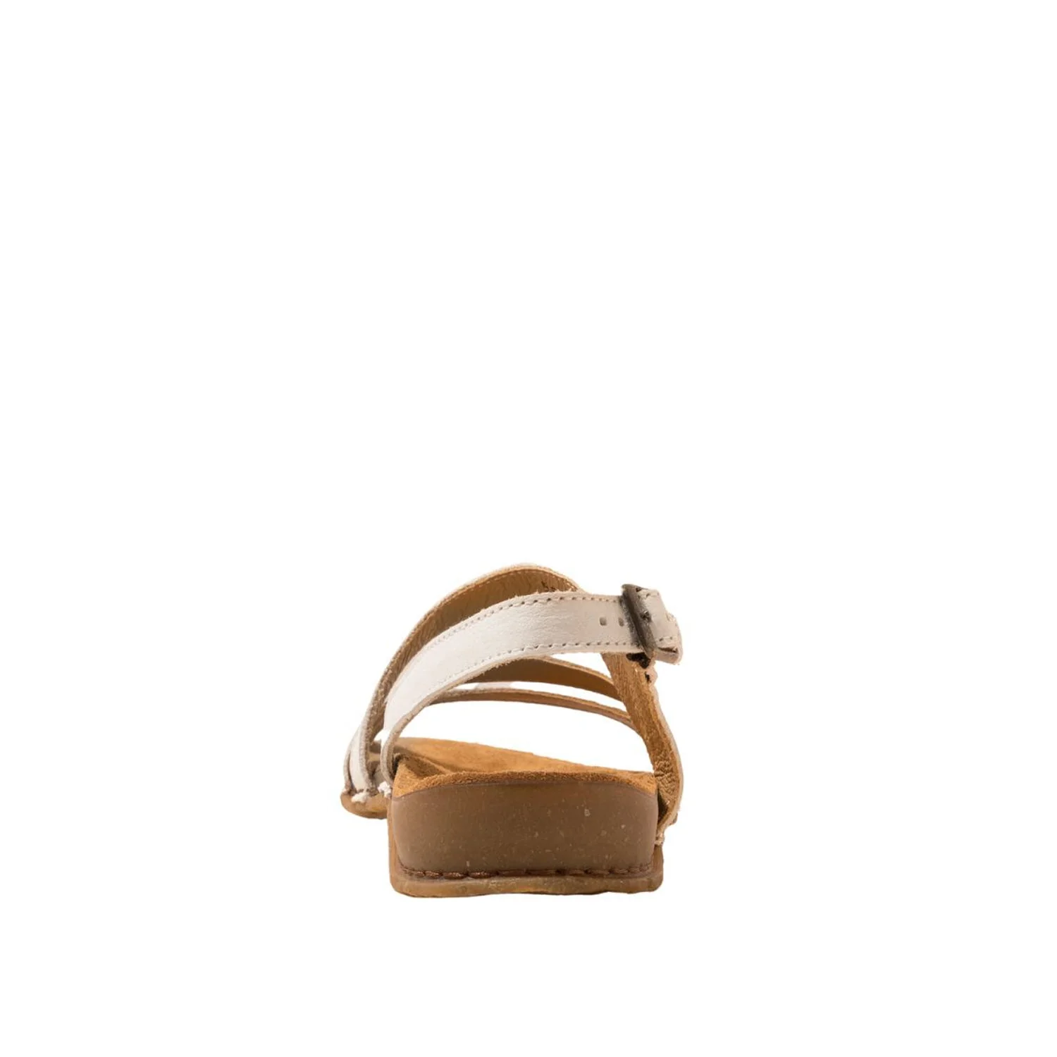El Naturalista White Embellished Leather Block Sandals with Buckle - Image 5