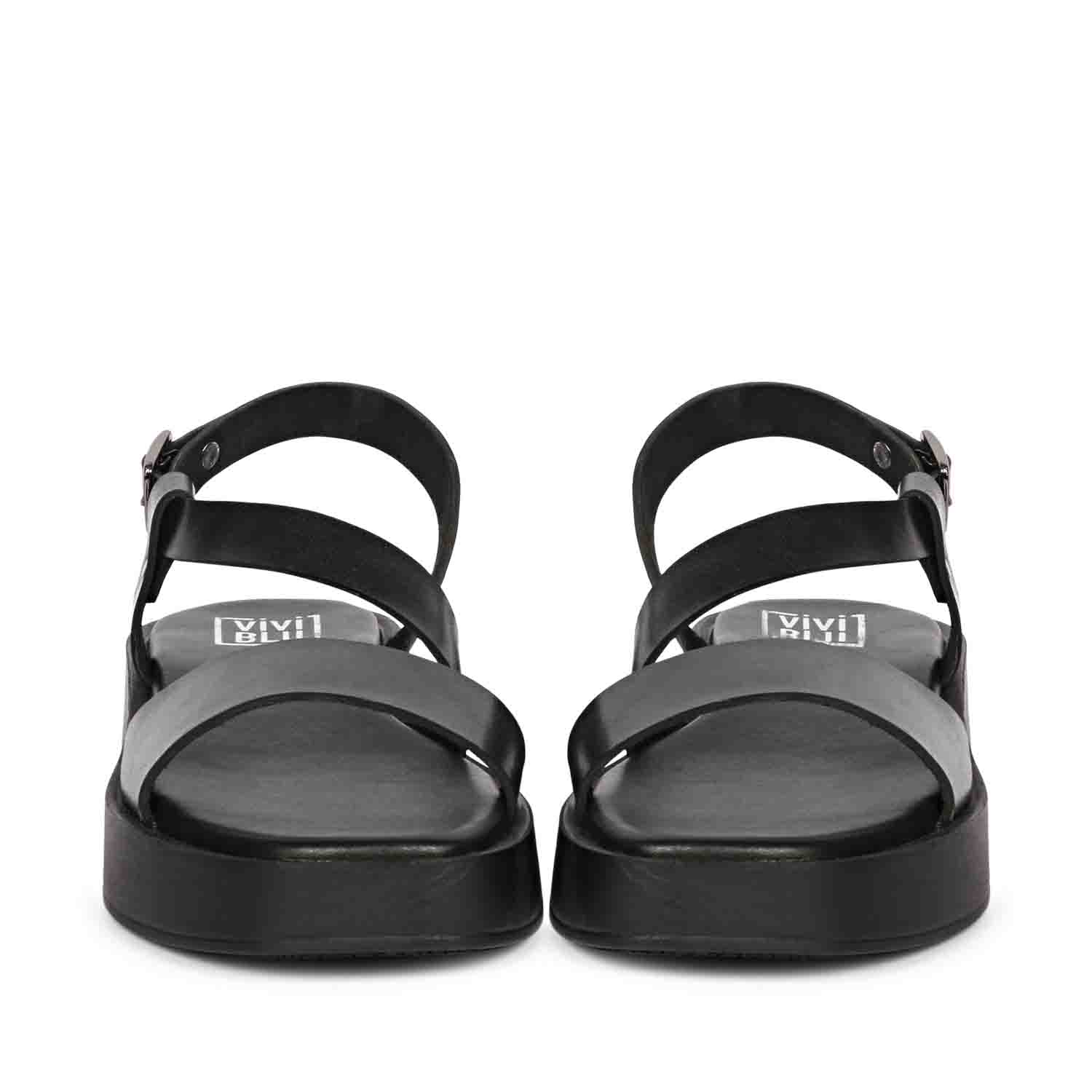 Elara Black Leather Platform Sandals - Image 4