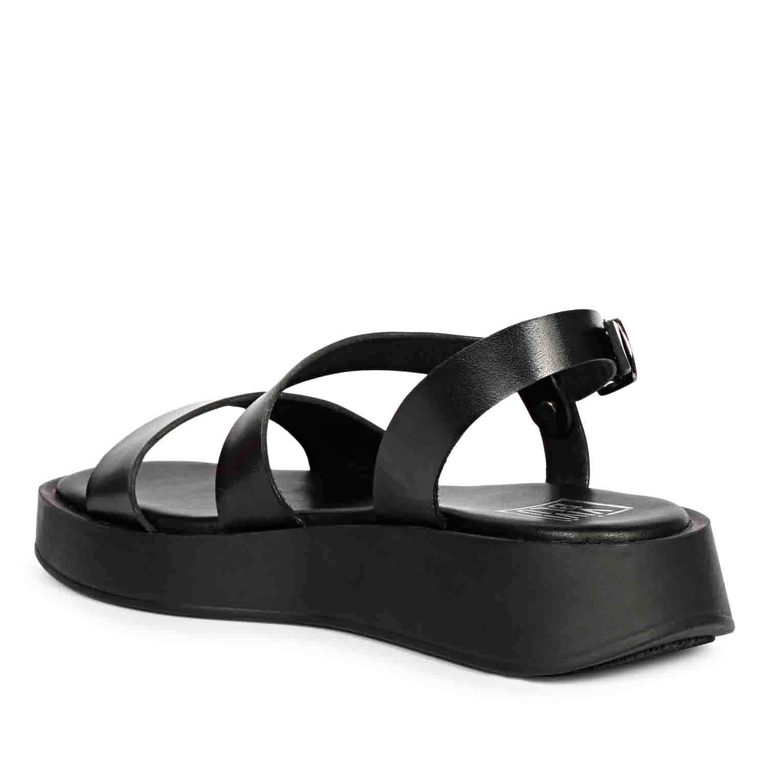 Elara Black Leather Platform Sandals - Image 5