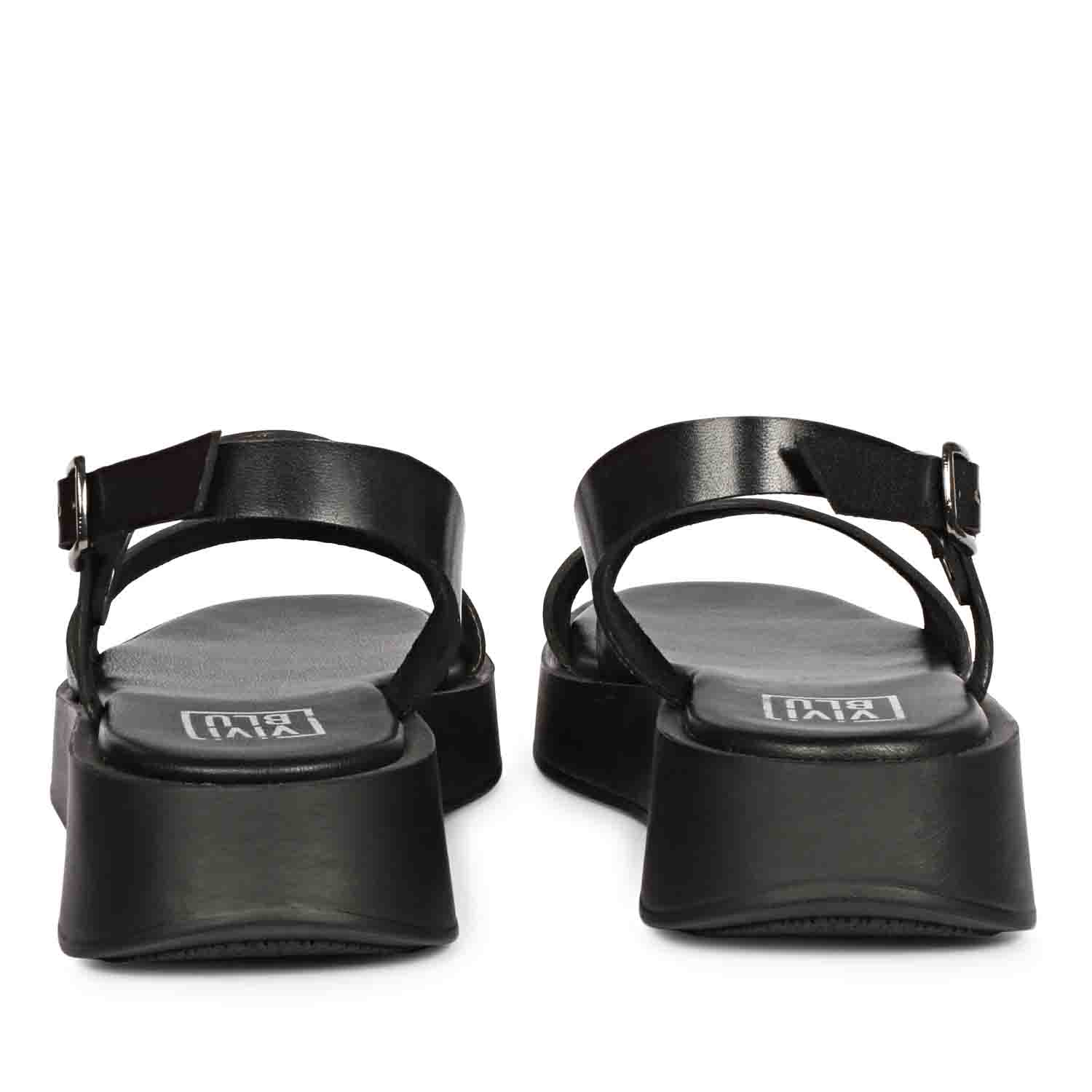 Elara Black Leather Platform Sandals - Image 6