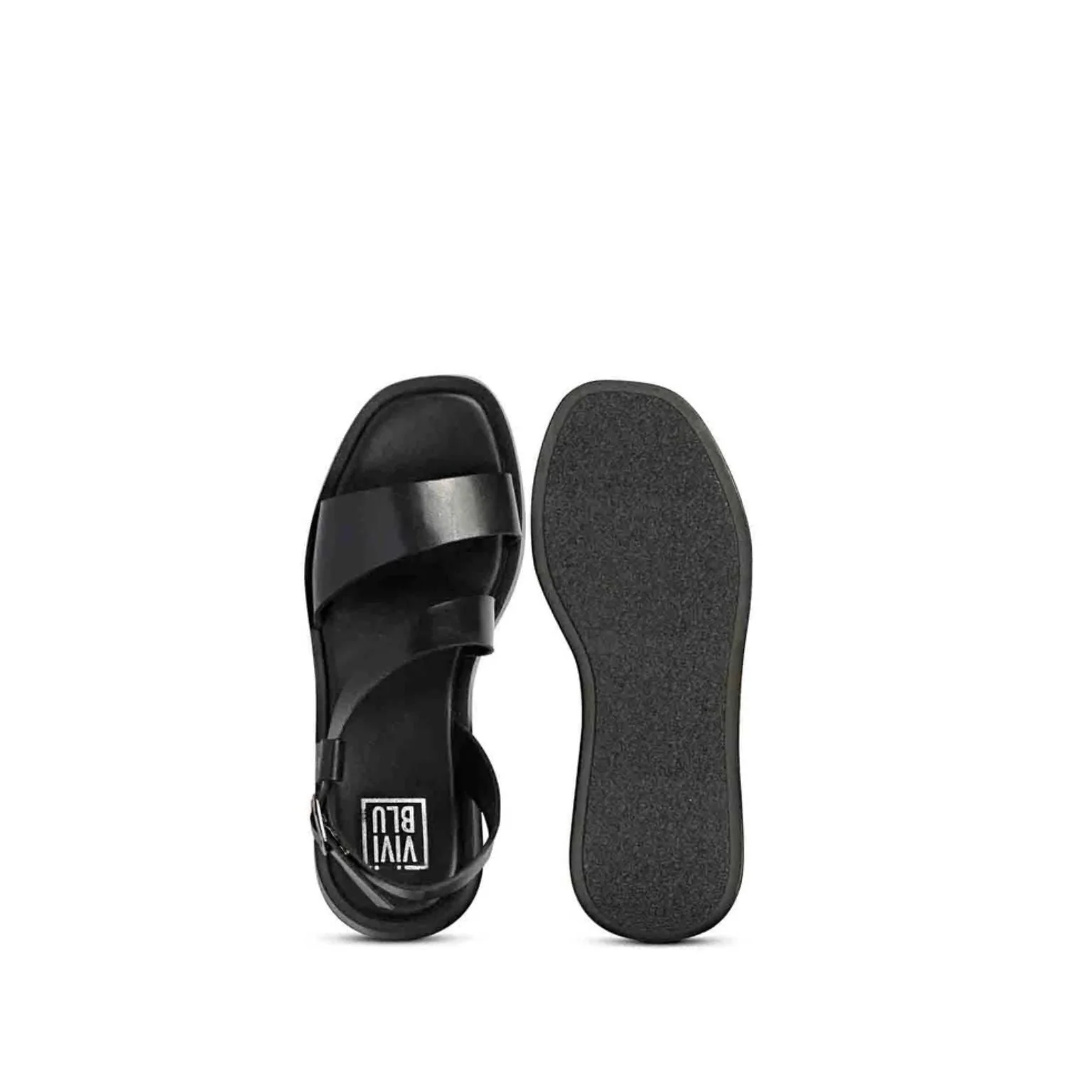 Elara Black Leather Platform Sandals - Image 7